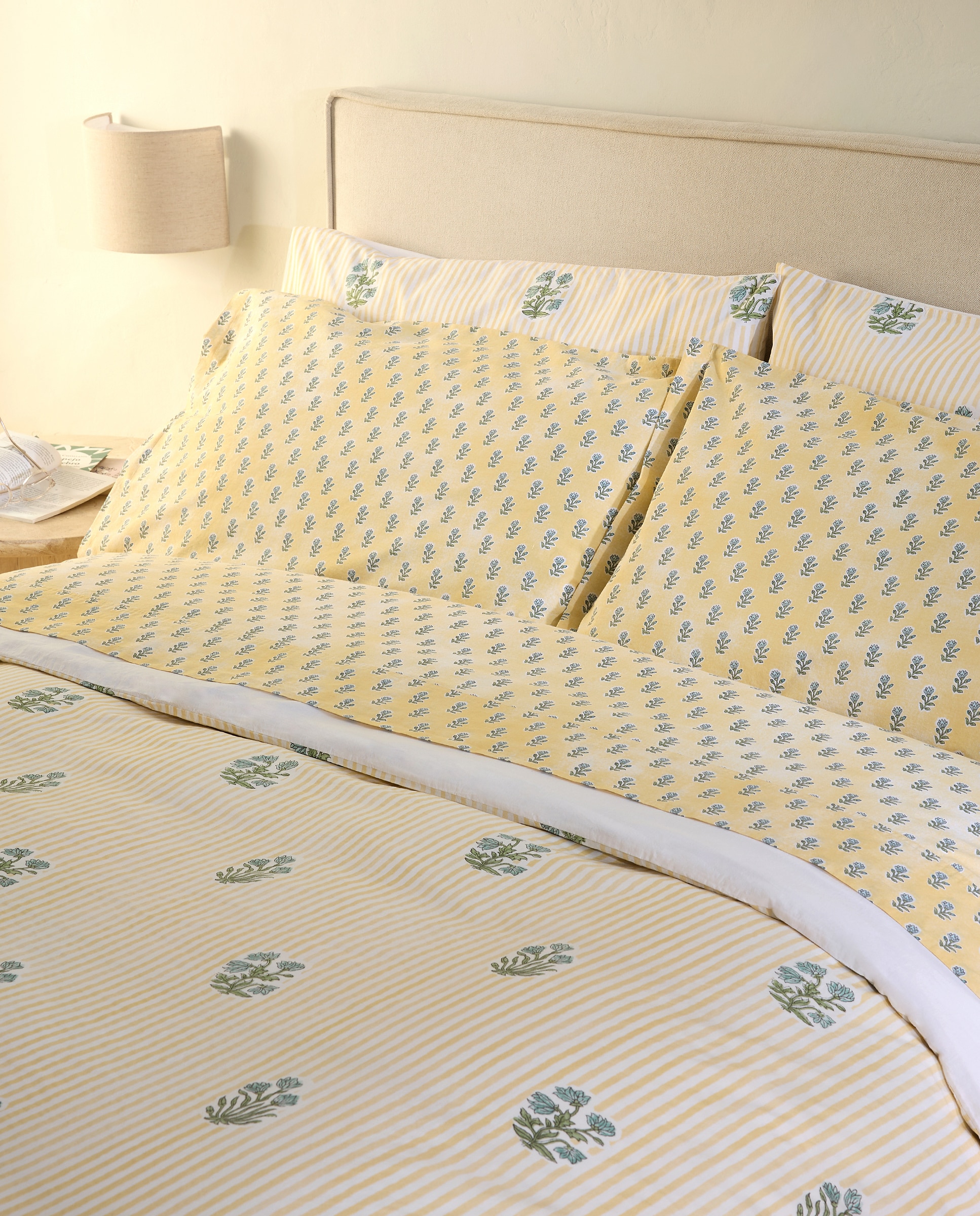Juego de sábanas algodón Summer - Rosa Cama 90 cm Amarillo-4