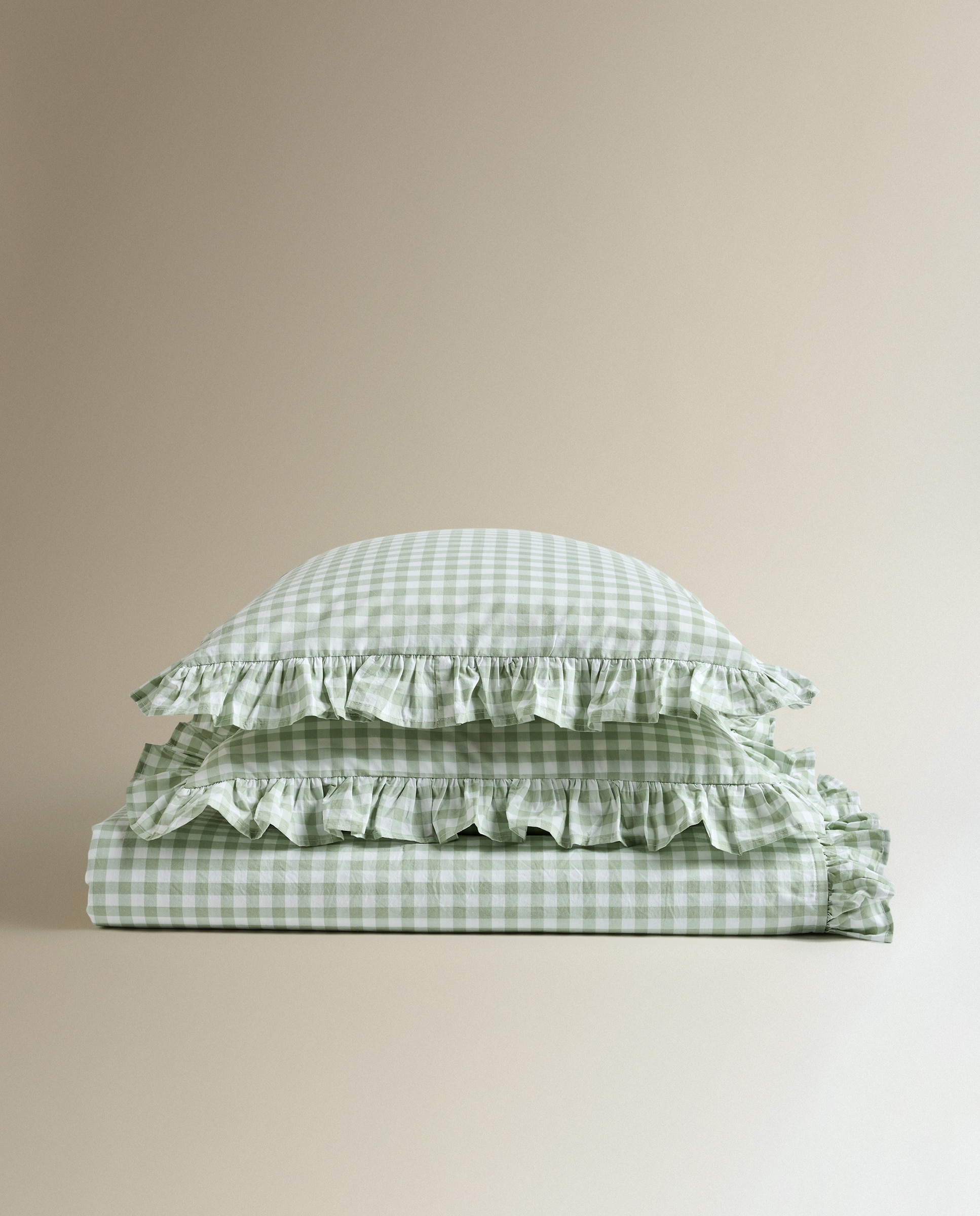 Conjunto de Lençóis de Algodão Vichy Verde-4