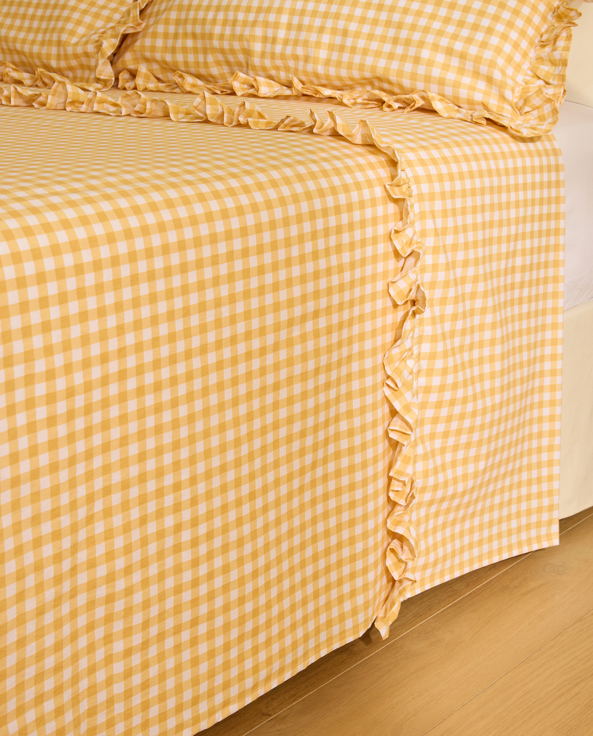 Conjunto de Lençóis de Algodão Vichy Amarelo-2