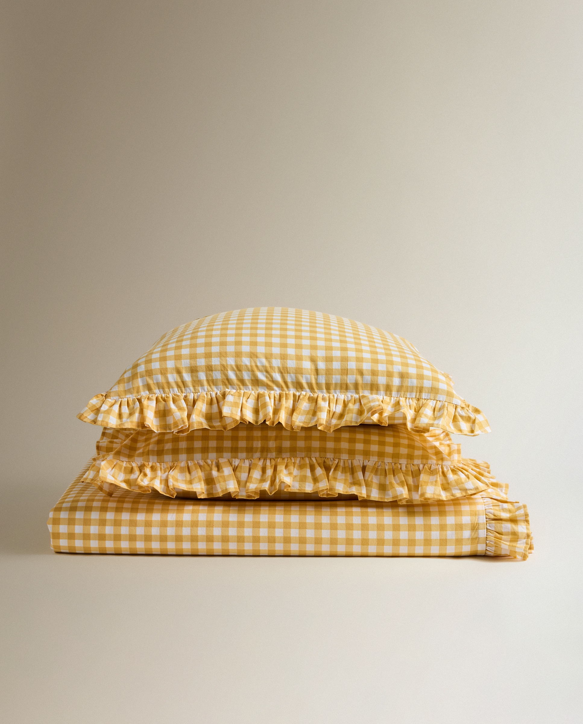 Conjunto de Lençóis de Algodão Vichy Amarelo-4