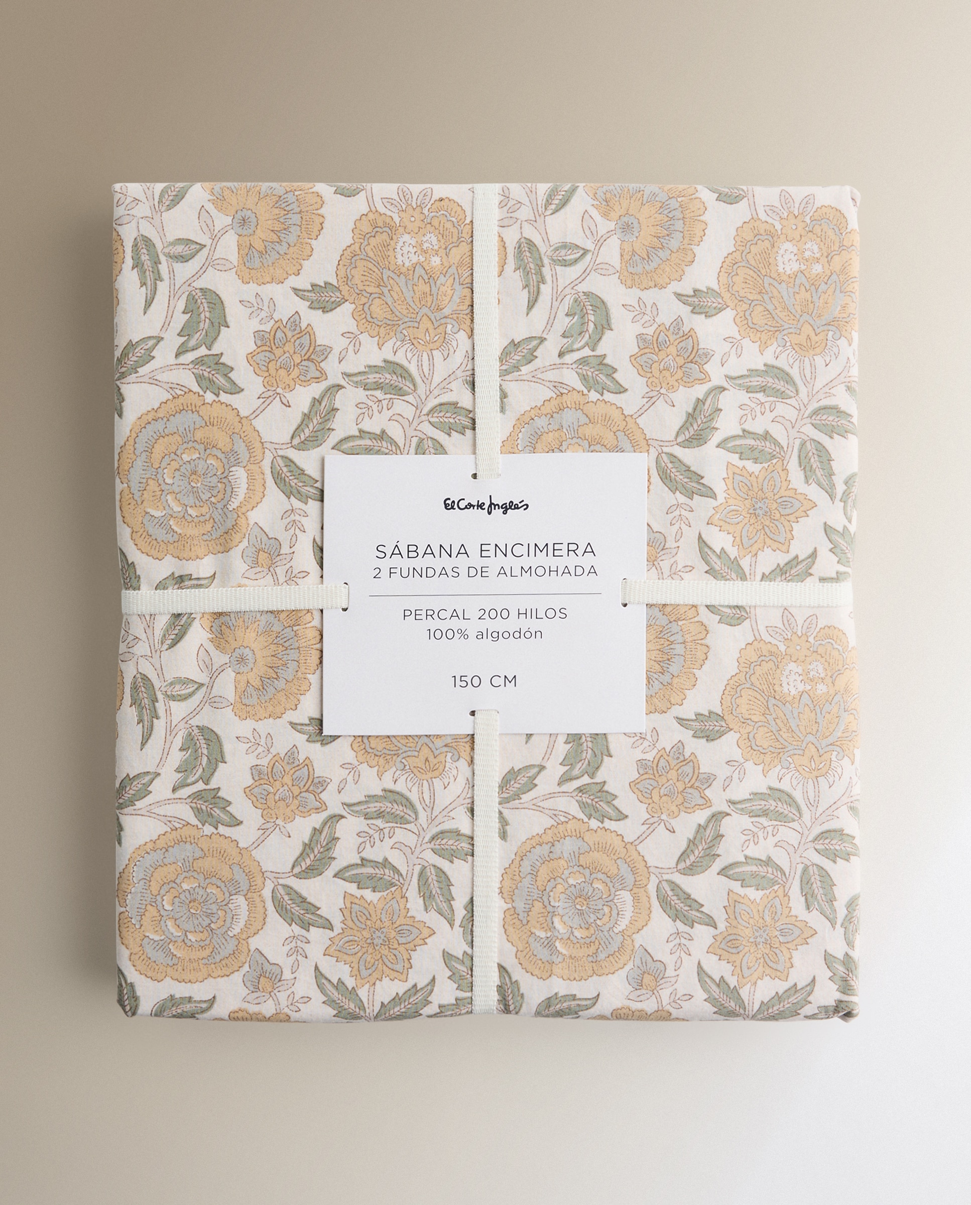 Conjunto de lençóis de algodão percal Liliam Mostarda-6