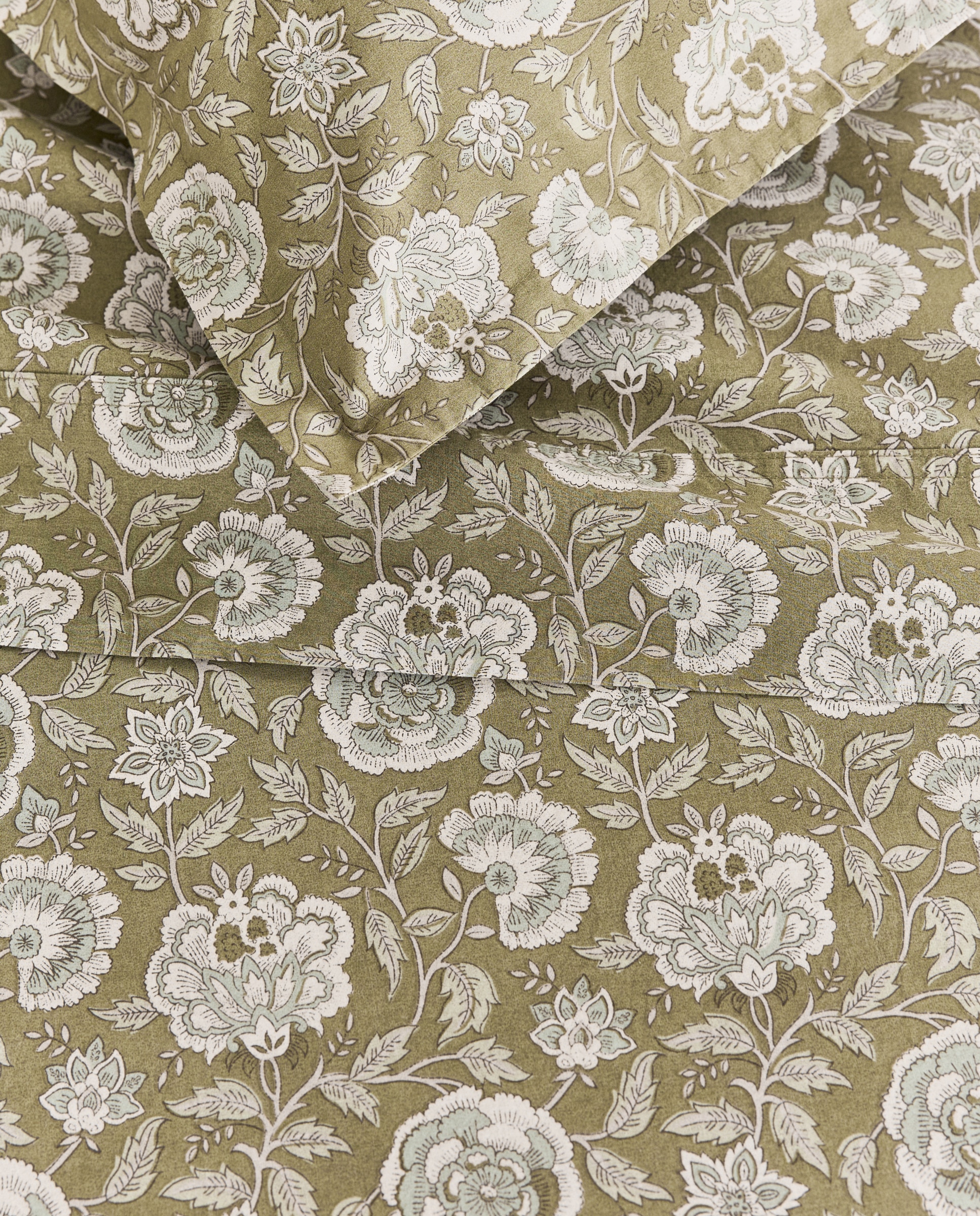 Conjunto de lençóis de algodão percal Liliam Verde-3