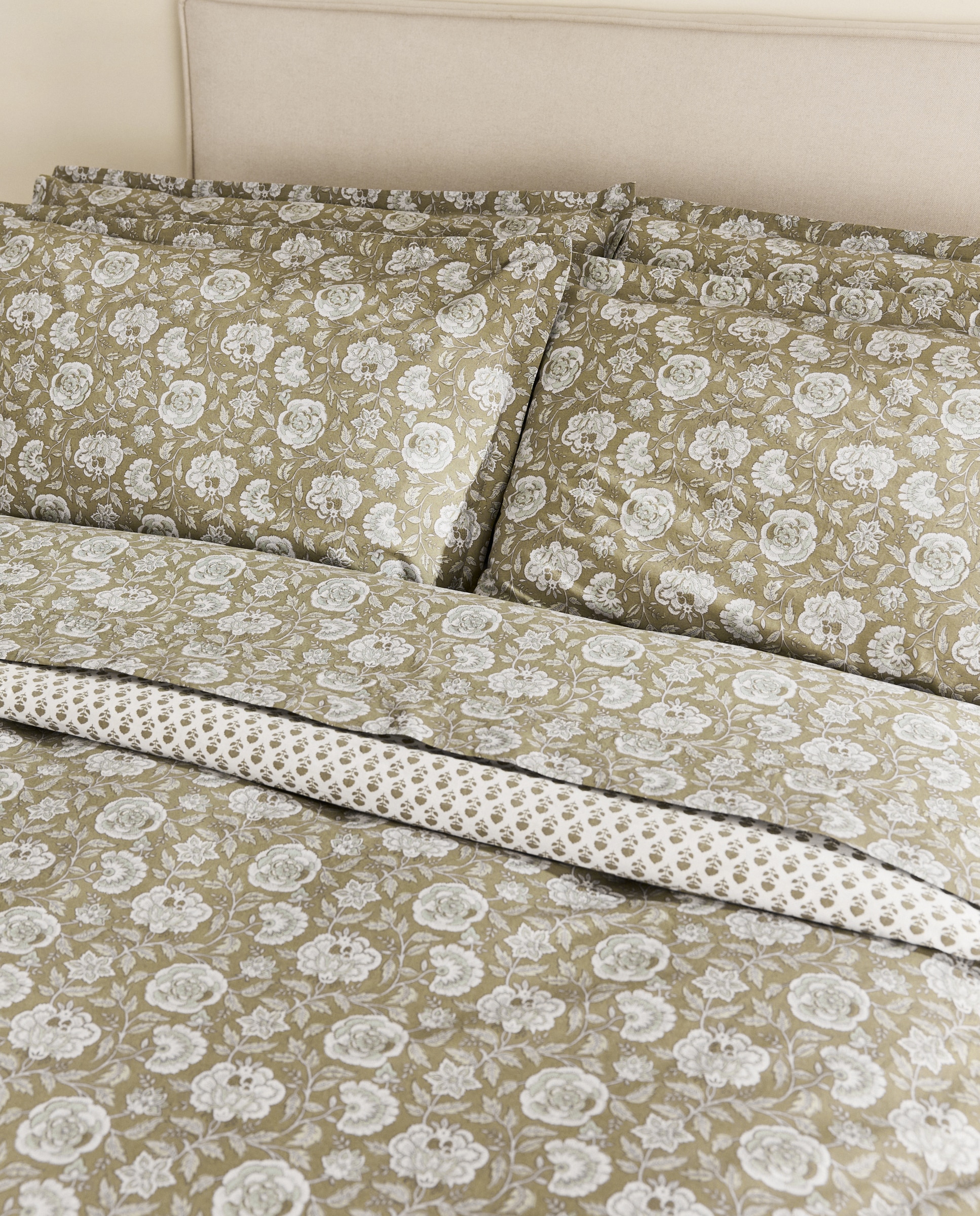 Conjunto de lençóis de algodão percal Liliam Verde-4