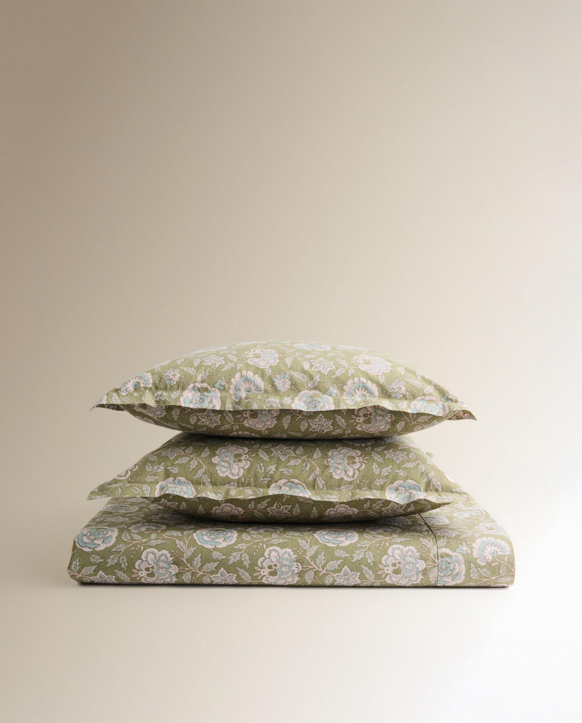 Conjunto de lençóis de algodão percal Liliam Verde-5