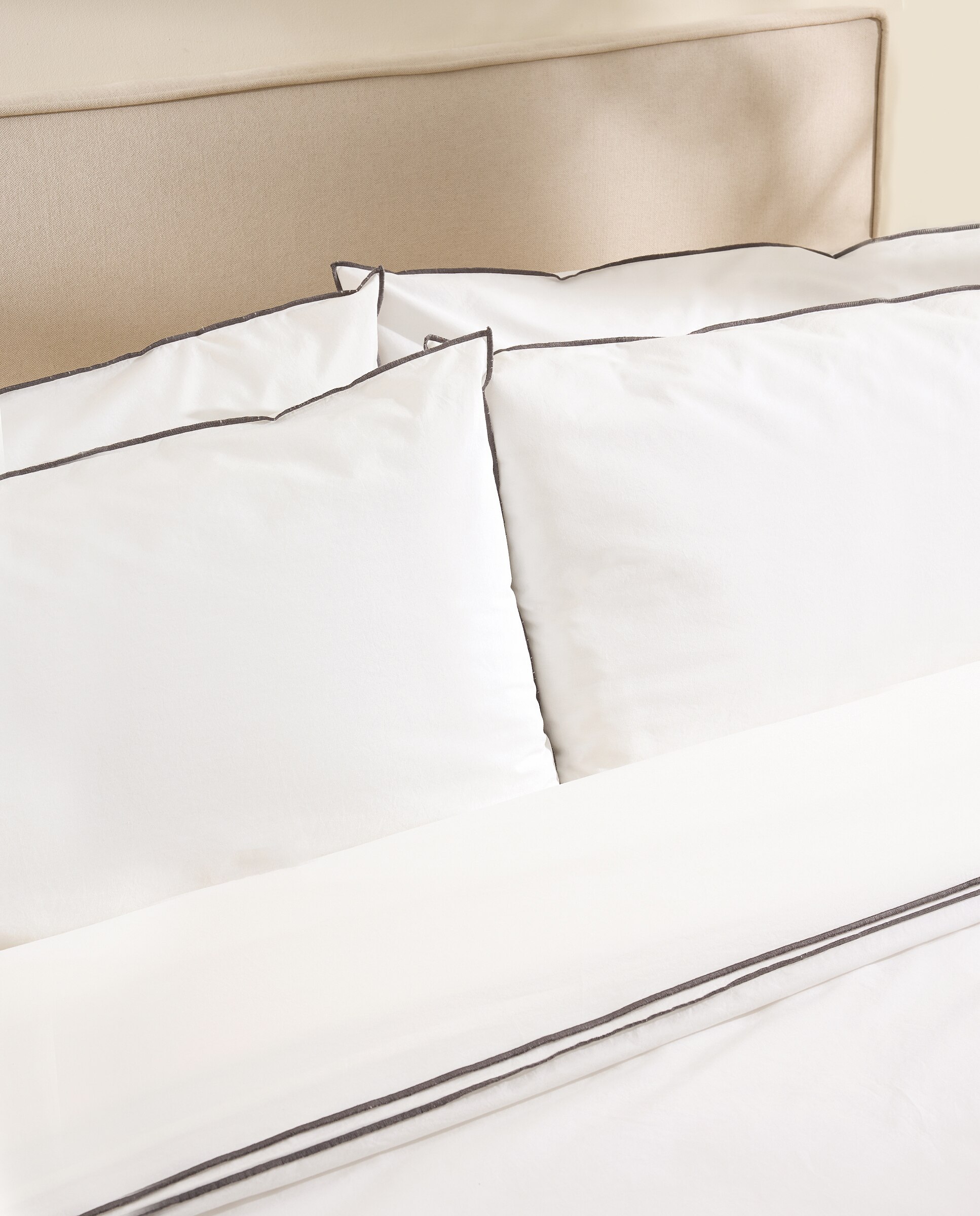 Juego de sábanas algodón percal Trevor - Blanco Cama 90 cm Blanco-4