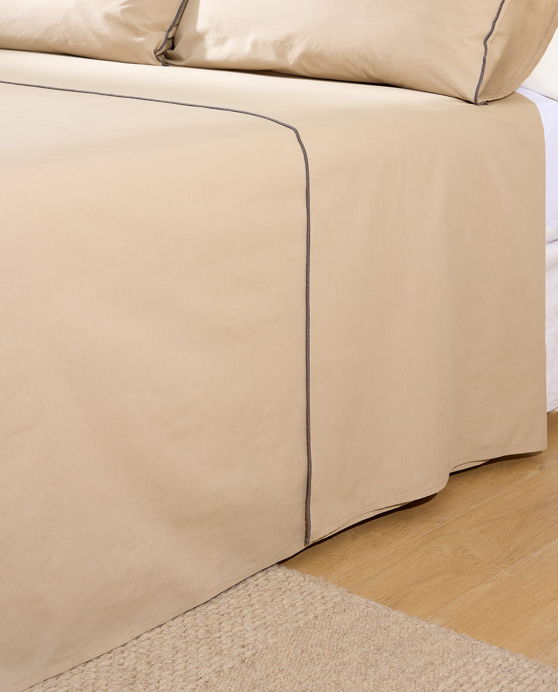 Juego de sábanas algodón percal Trevor - Beige Cama 90 cm Beige-2