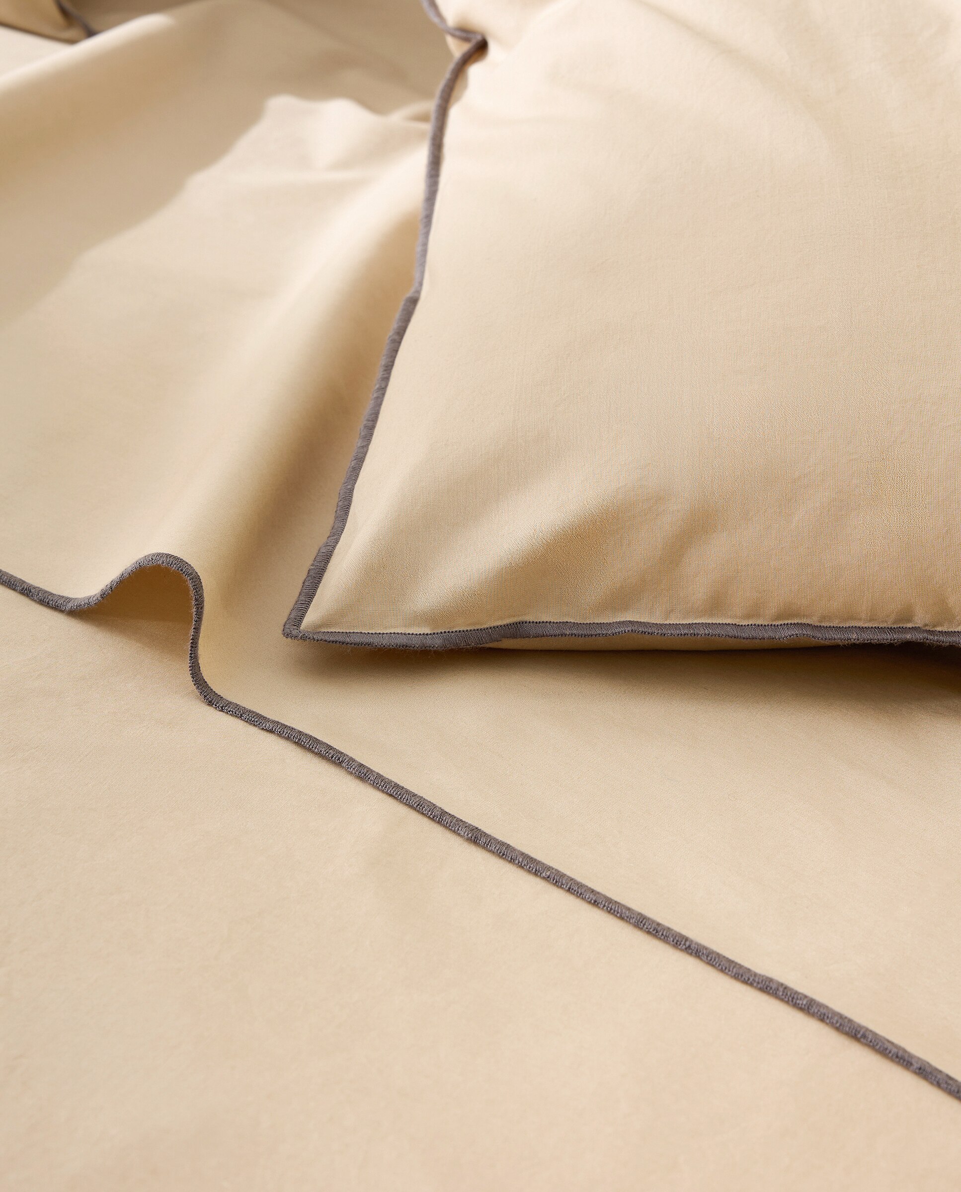 Juego de sábanas algodón percal Trevor - Beige Cama 90 cm Beige-3