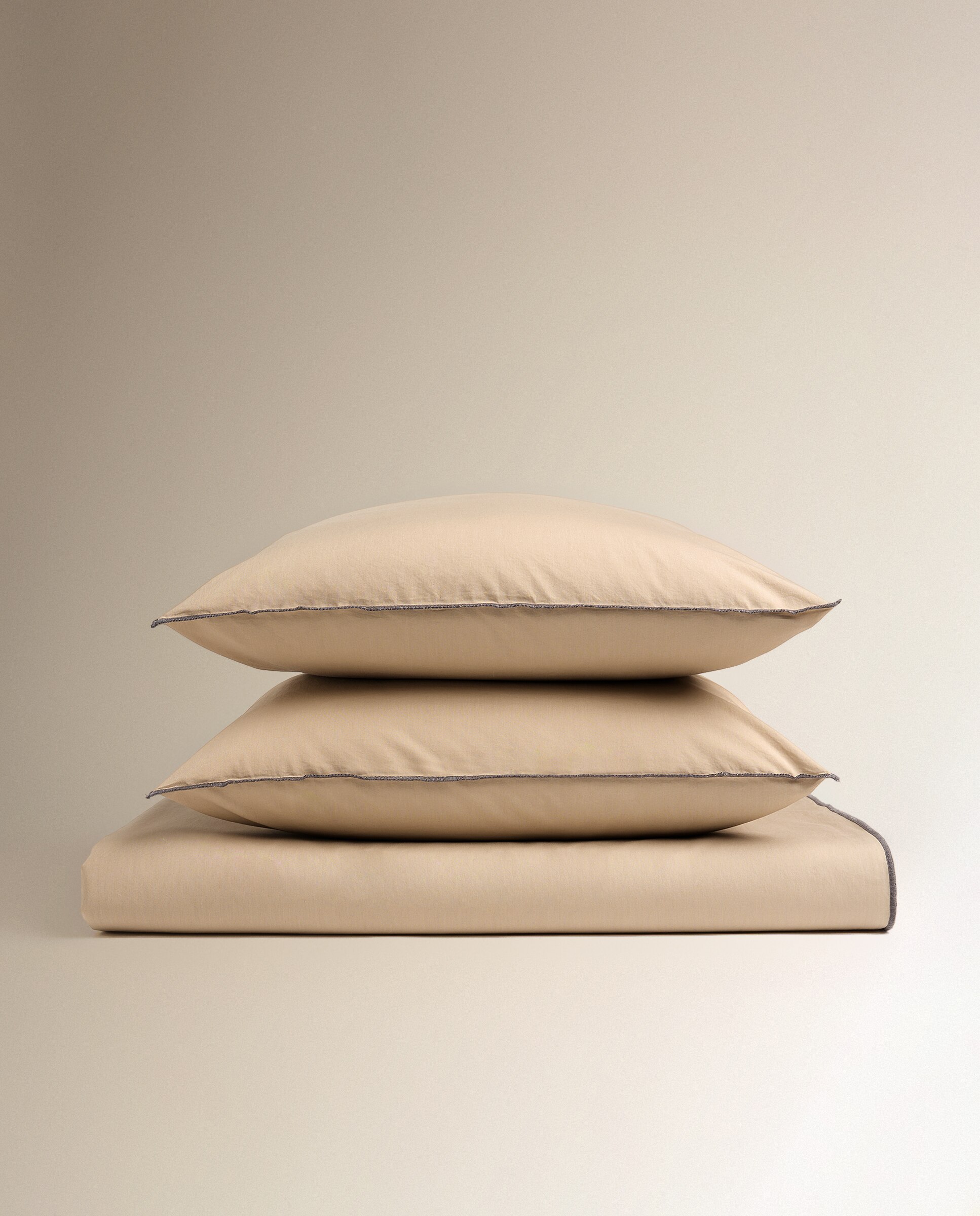 Juego de sábanas algodón percal Trevor - Beige Cama 90 cm Beige-5