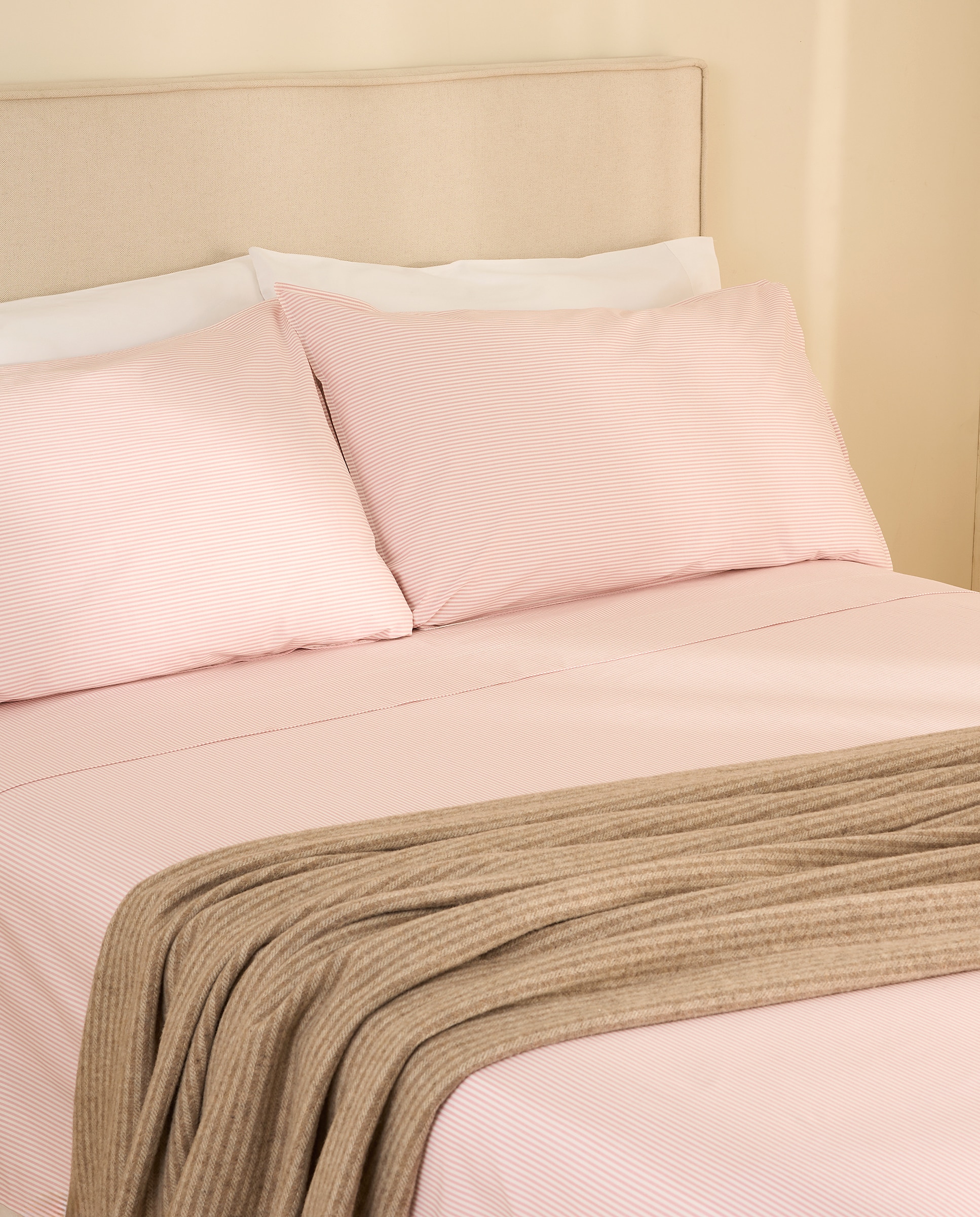 Conjunto de lençóis de algodão Oxford Rosa-1