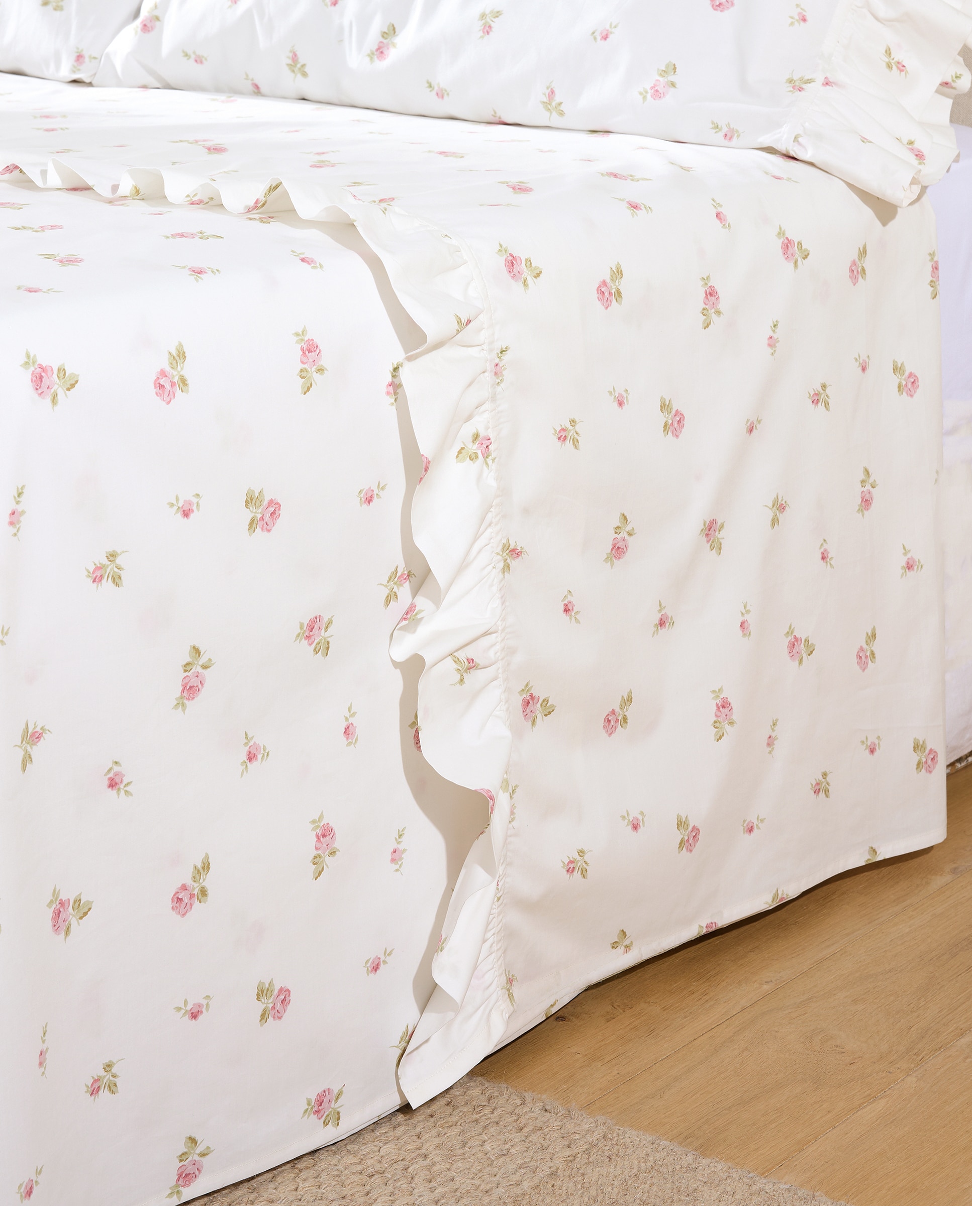 Juego de sábanas algodón percal Stella - Rosa Cama 90 cm Rosa-2