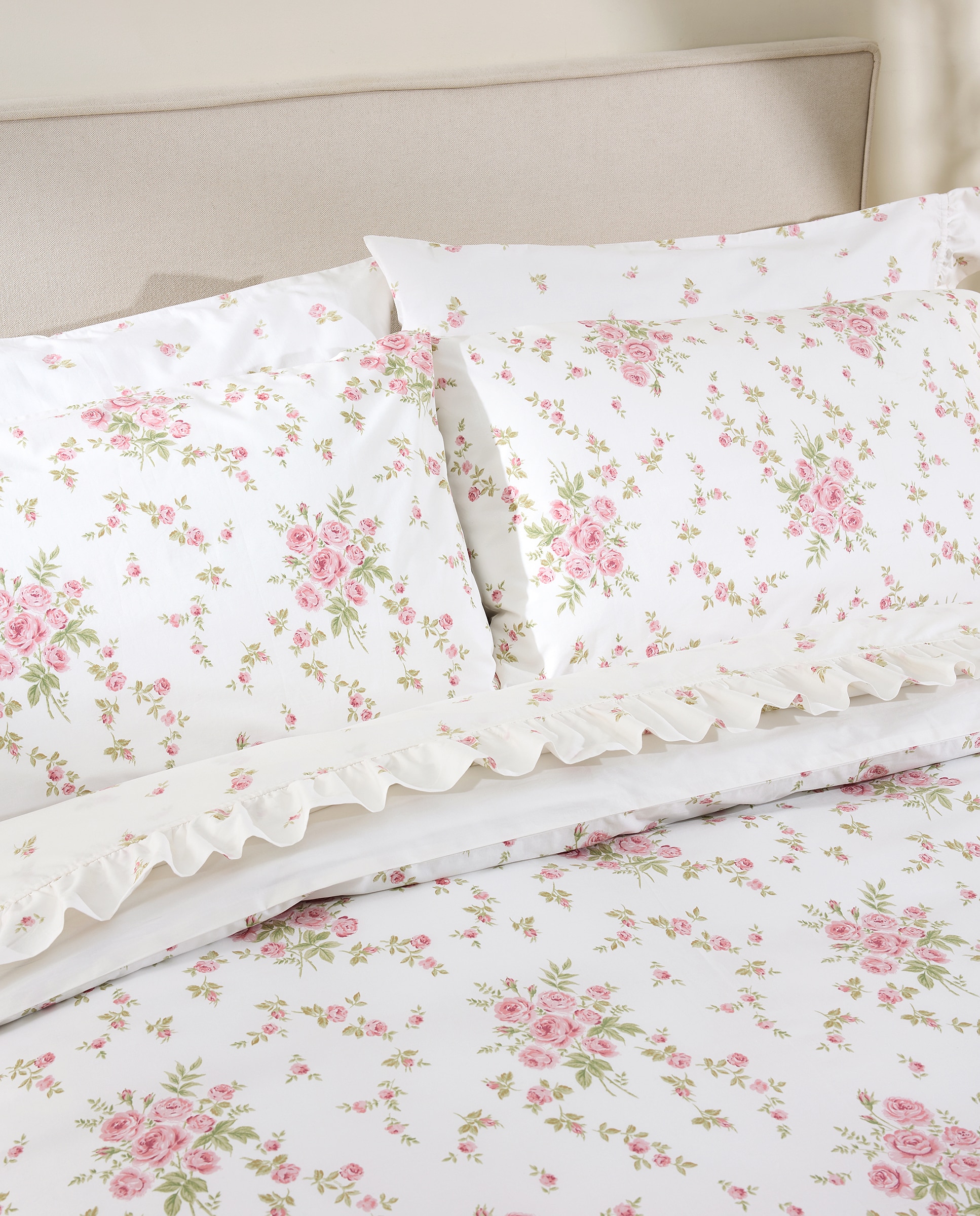 Juego de sábanas algodón percal Stella - Rosa Cama 90 cm Rosa-4