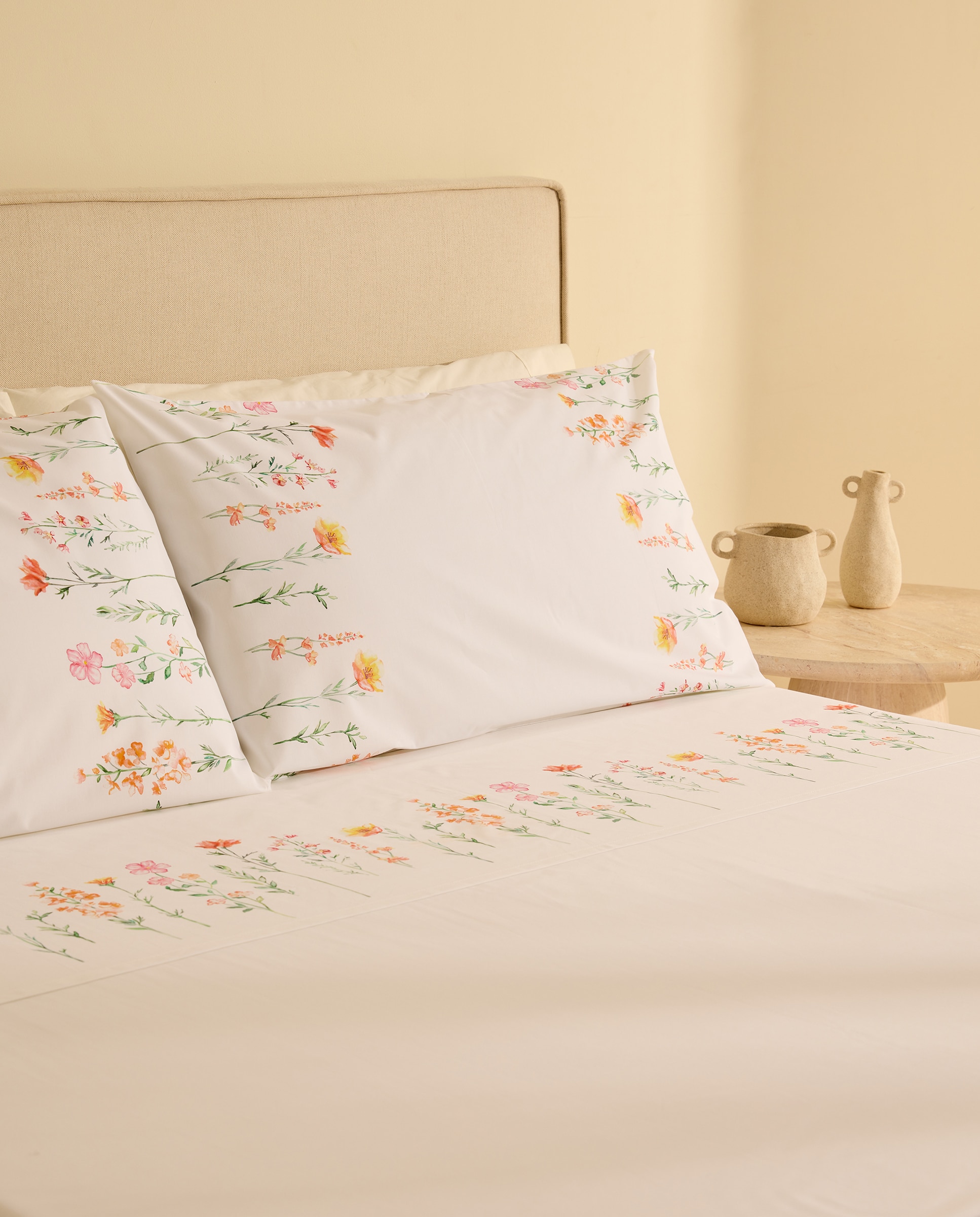 Jogo de lençóis de algodão Fleur Multicolor-1