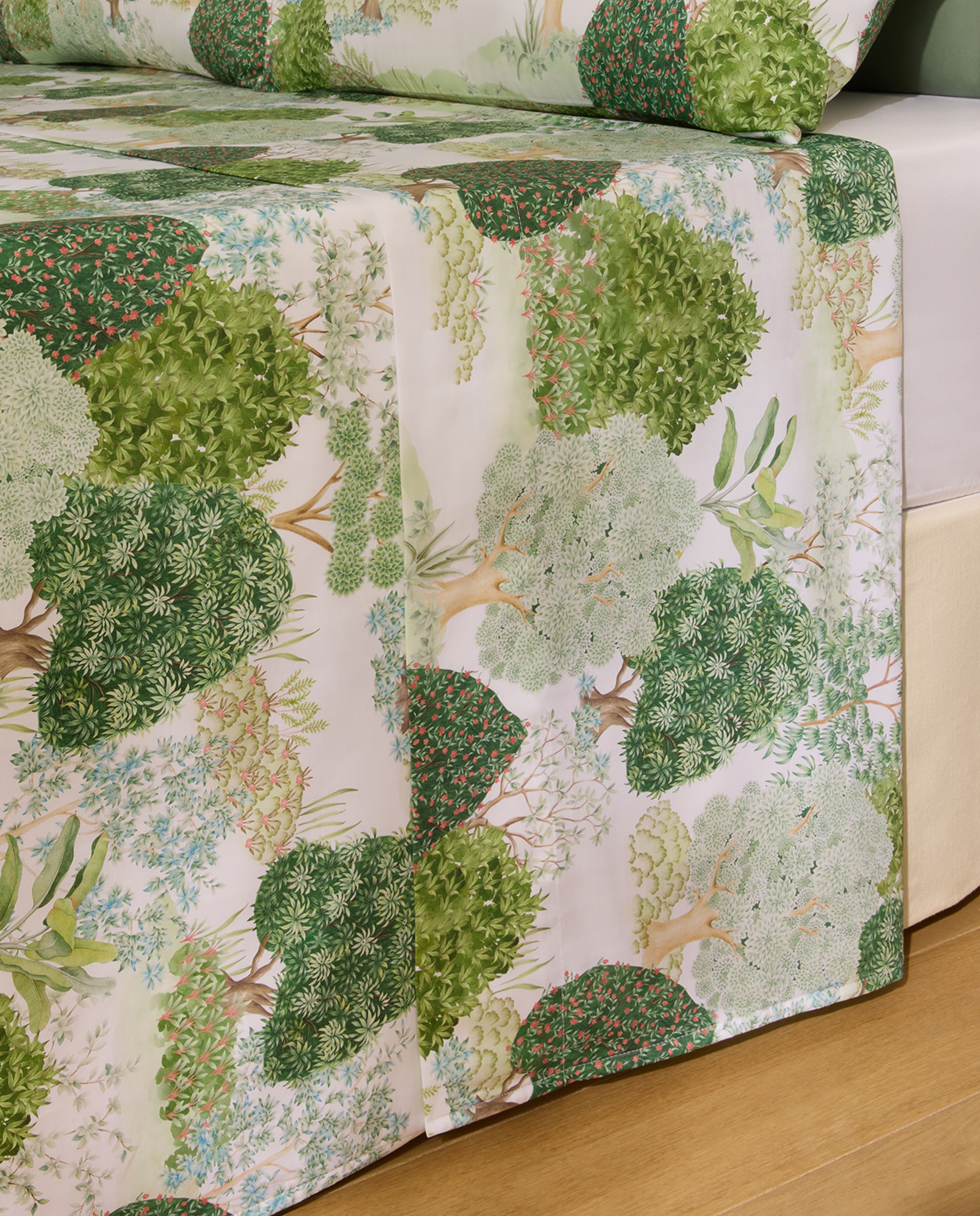 Conjunto de Lençóis de Algodão Acetinado Lodhi Verde-2