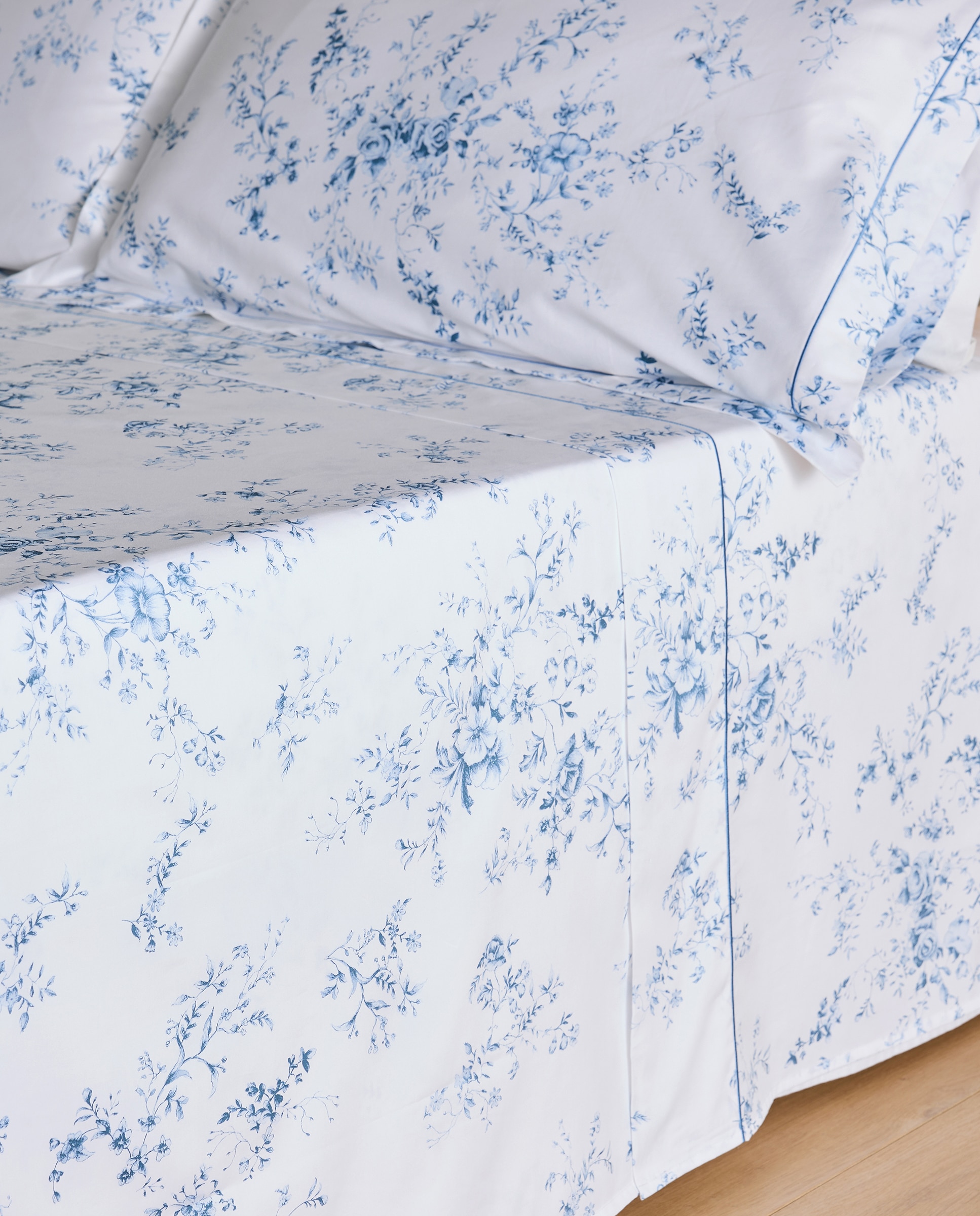 Conjunto de Lençóis de Algodão Acetinado Bianca Azul-2