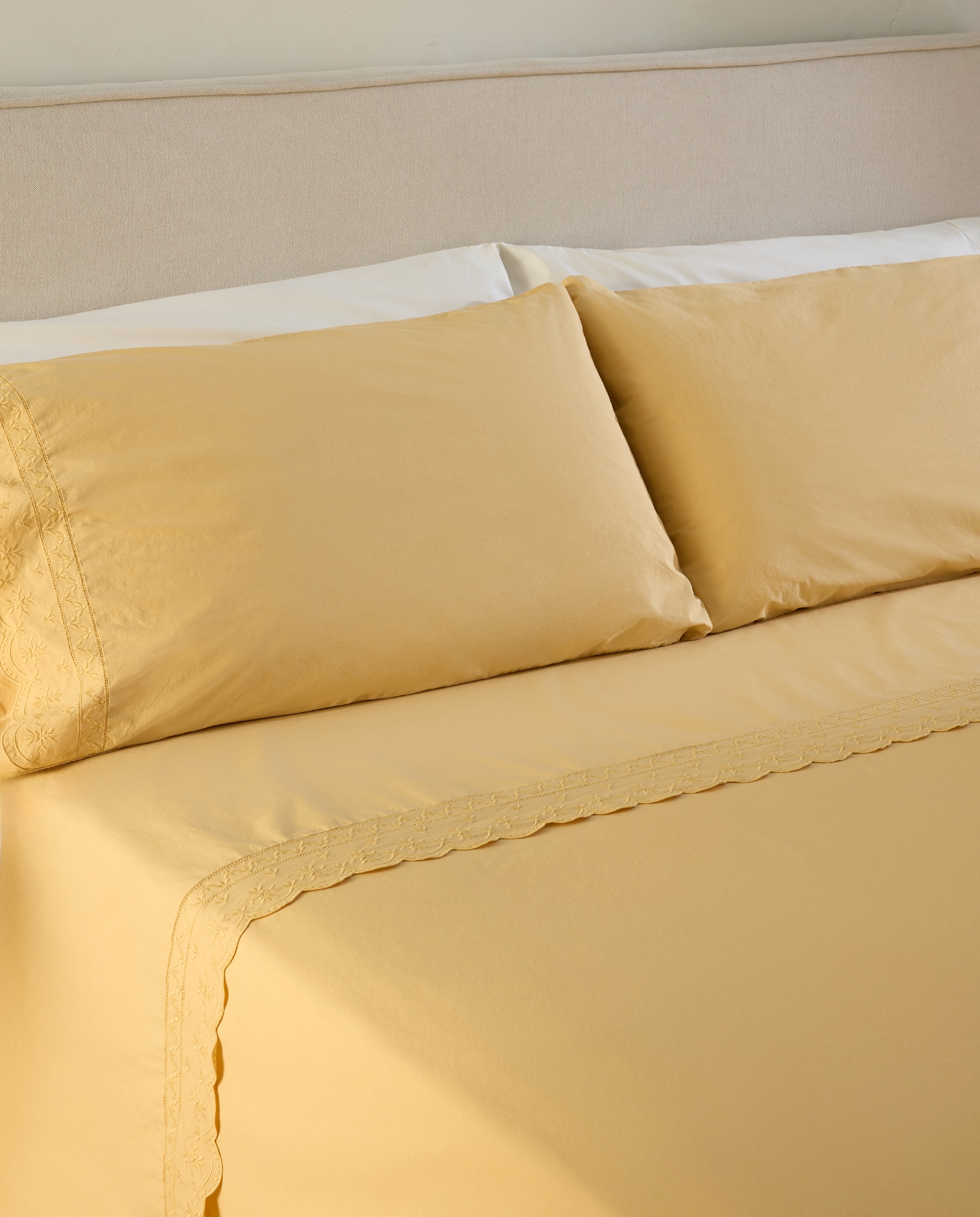 Juego de sábanas algodón Anais - Amarillo Cama 90 cm Amarillo-1