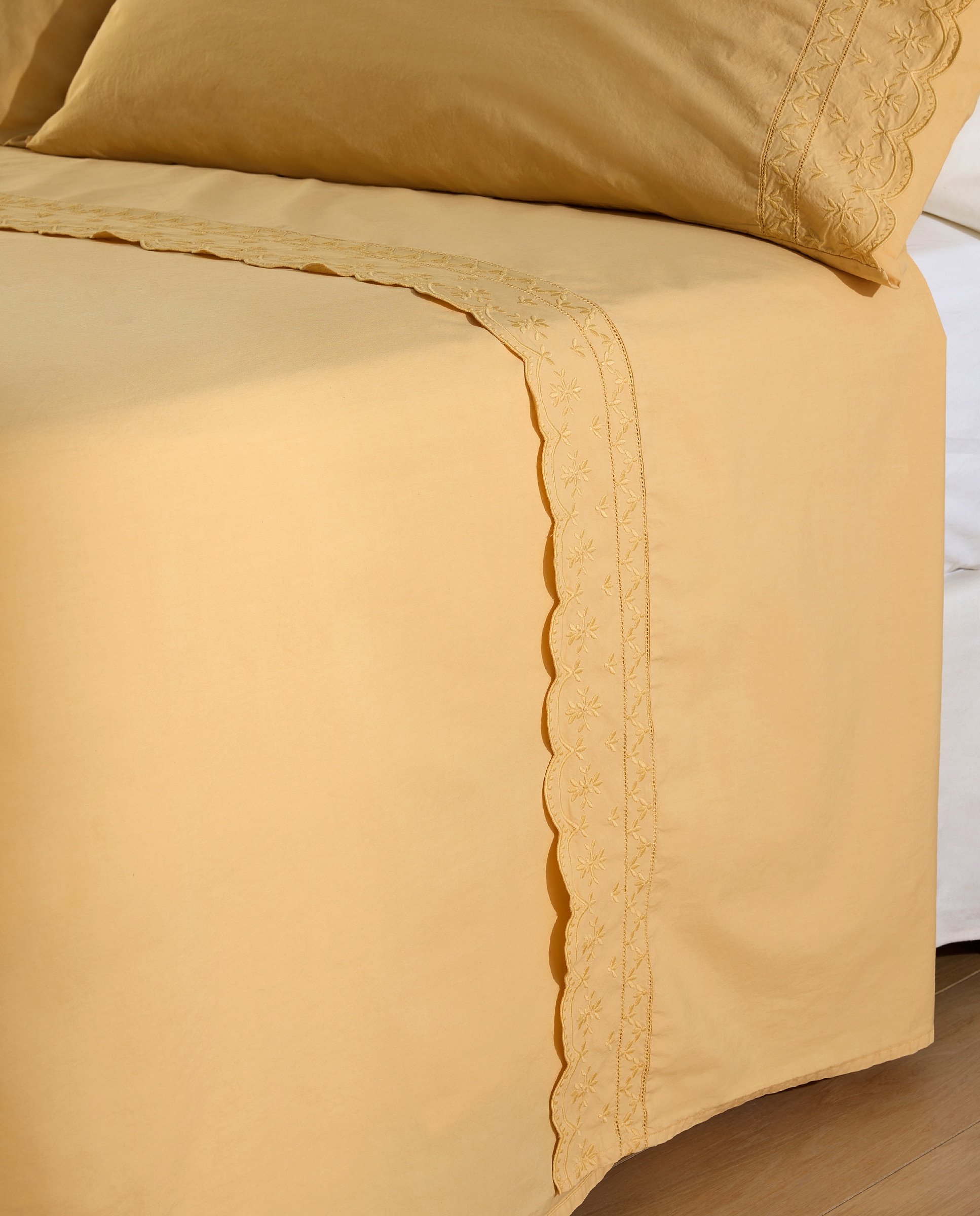 Juego de sábanas algodón Anais - Amarillo Cama 90 cm Amarillo-2
