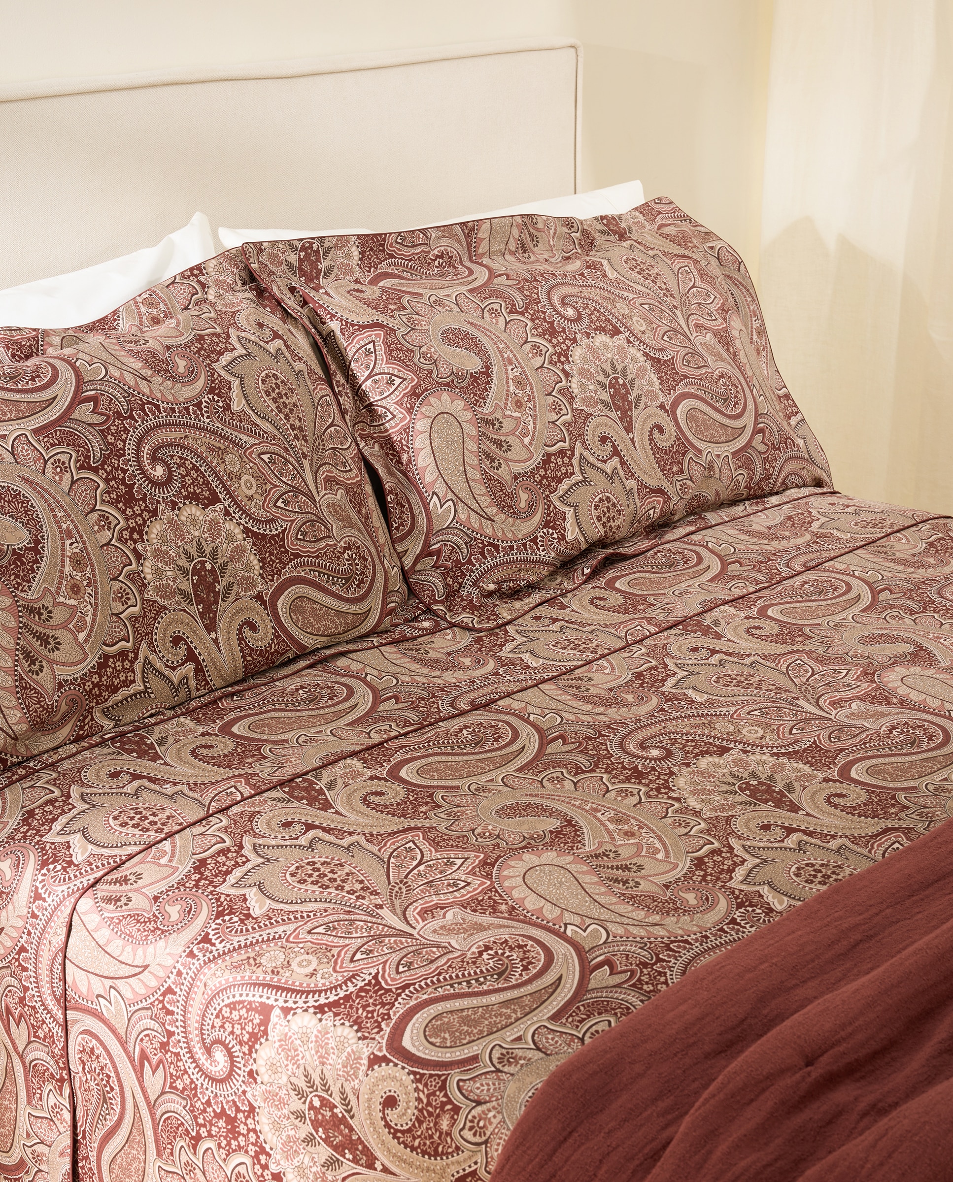 Imagem 0 de Conjunto de lençóis de algodão acetinado Paisley