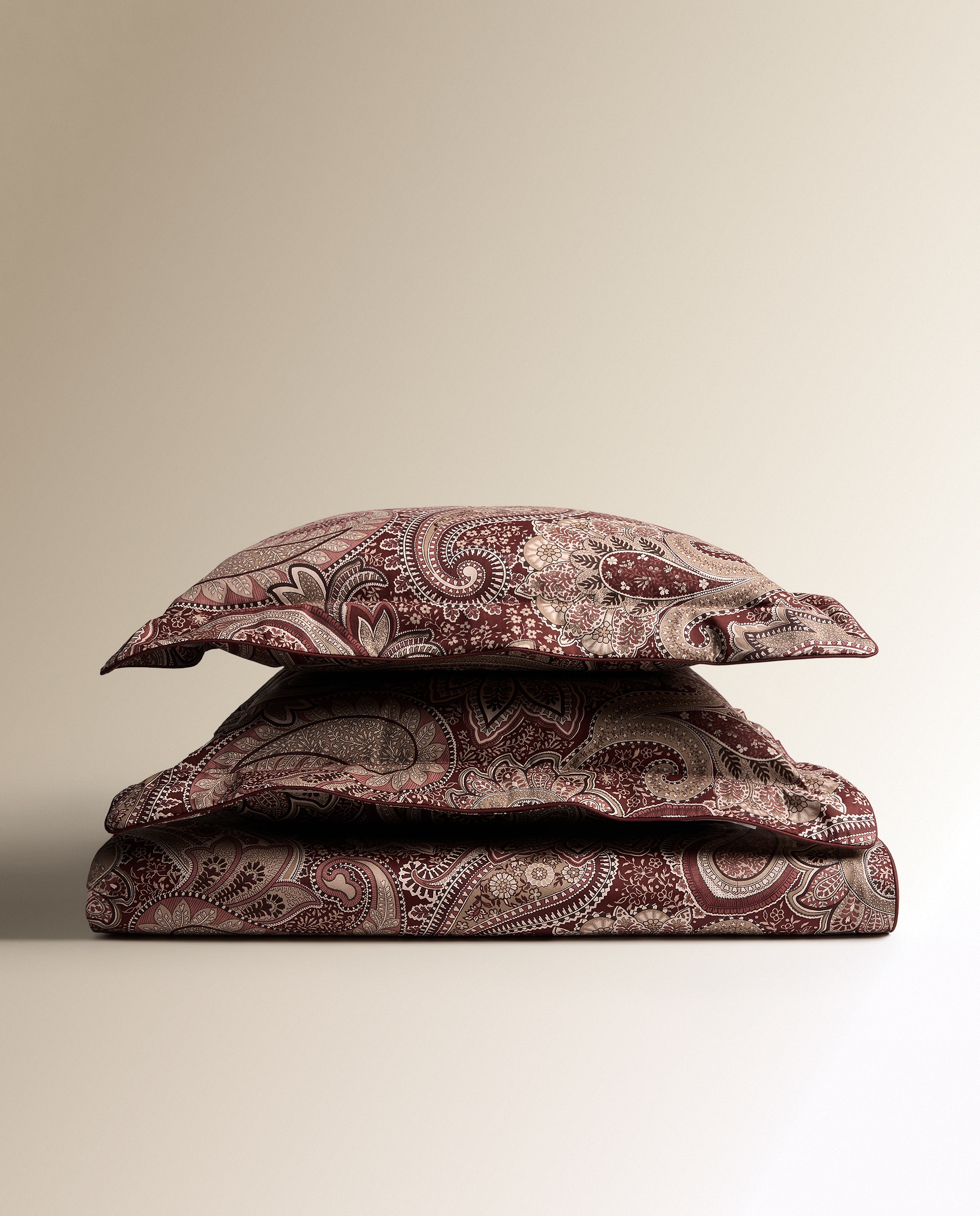 Conjunto de lençóis de algodão acetinado Paisley Grená-5
