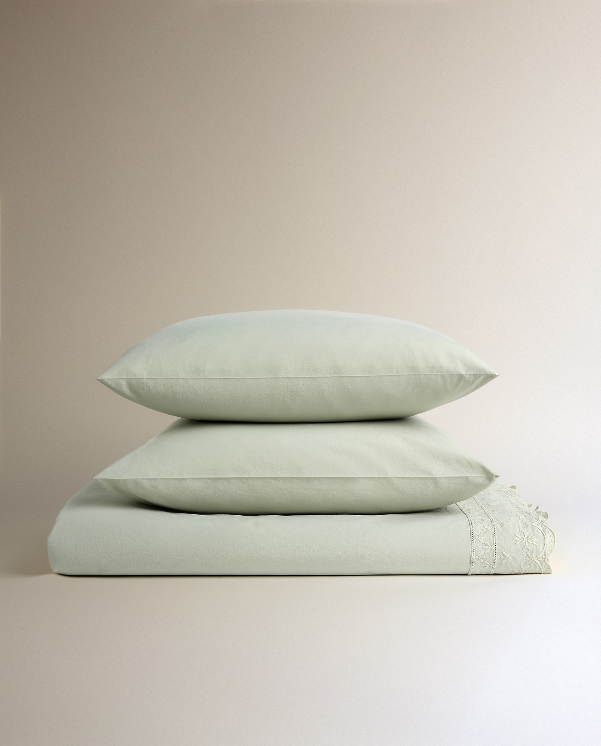 Conjunto de lençóis de algodão Anais Verde Água-4