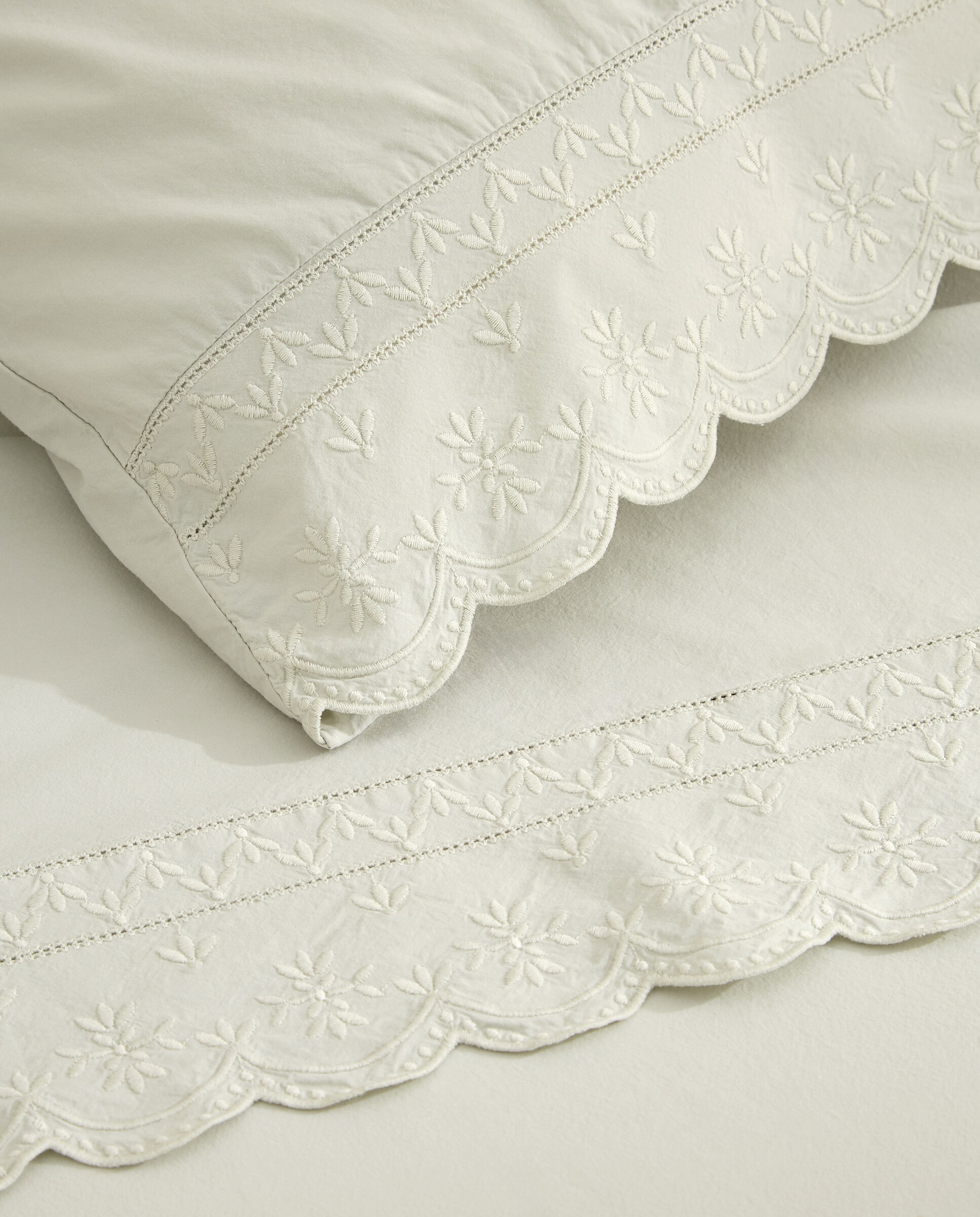 Conjunto de lençóis de algodão Anais Verde Água-3