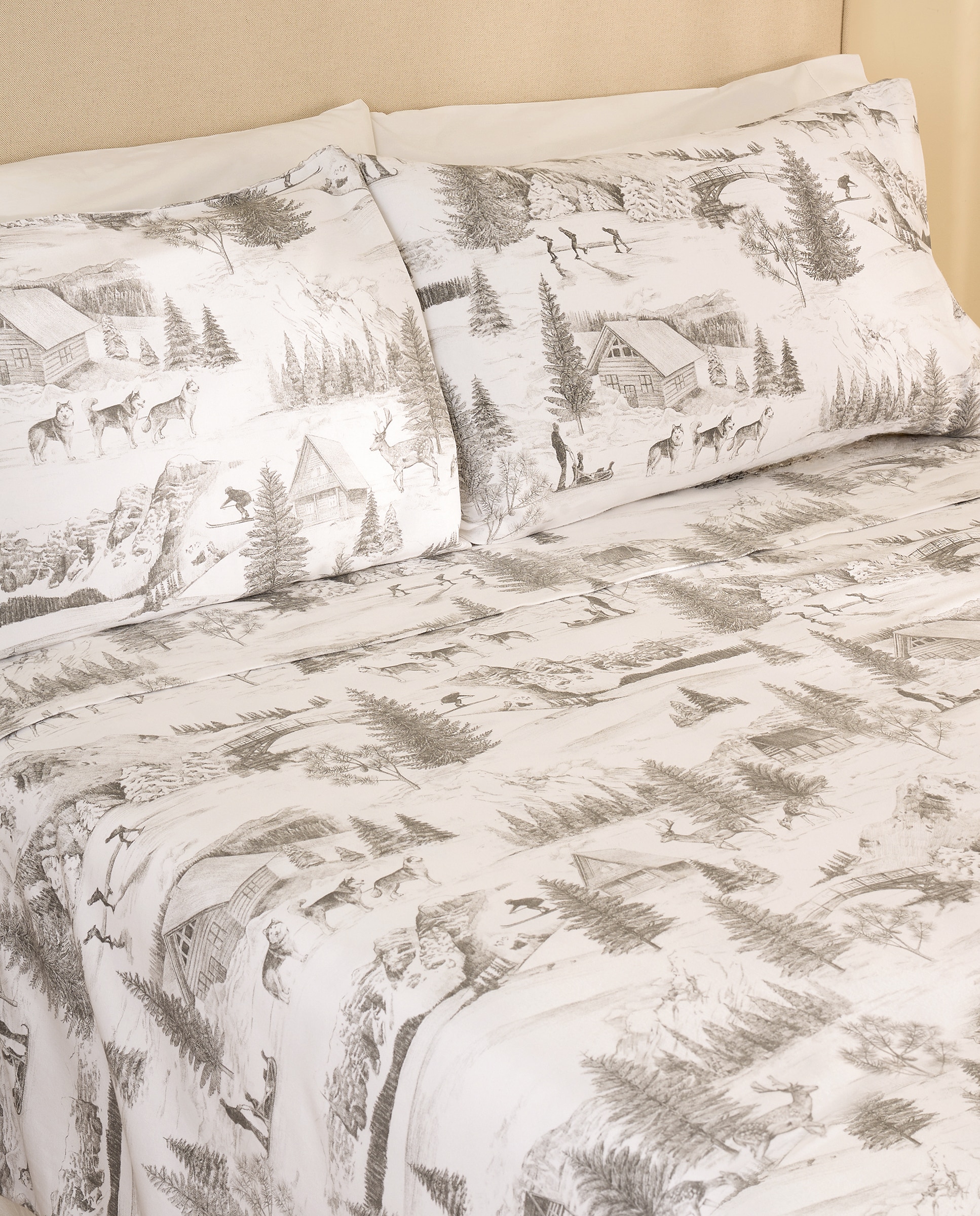 Juego de sábanas franela Laponia - Gris Cama 105 cm Gris-1