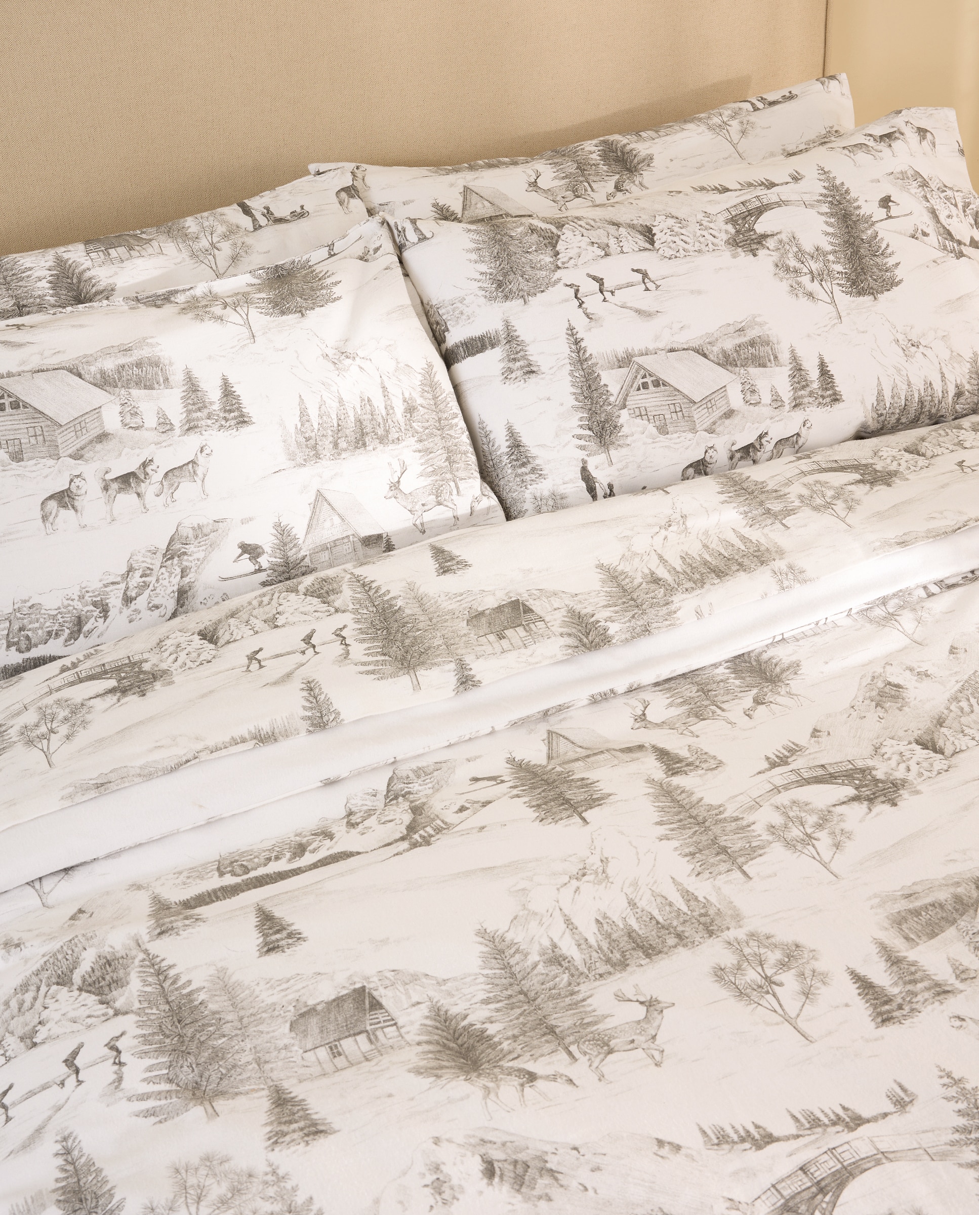Juego de sábanas franela Laponia - Gris Cama 105 cm Gris-4