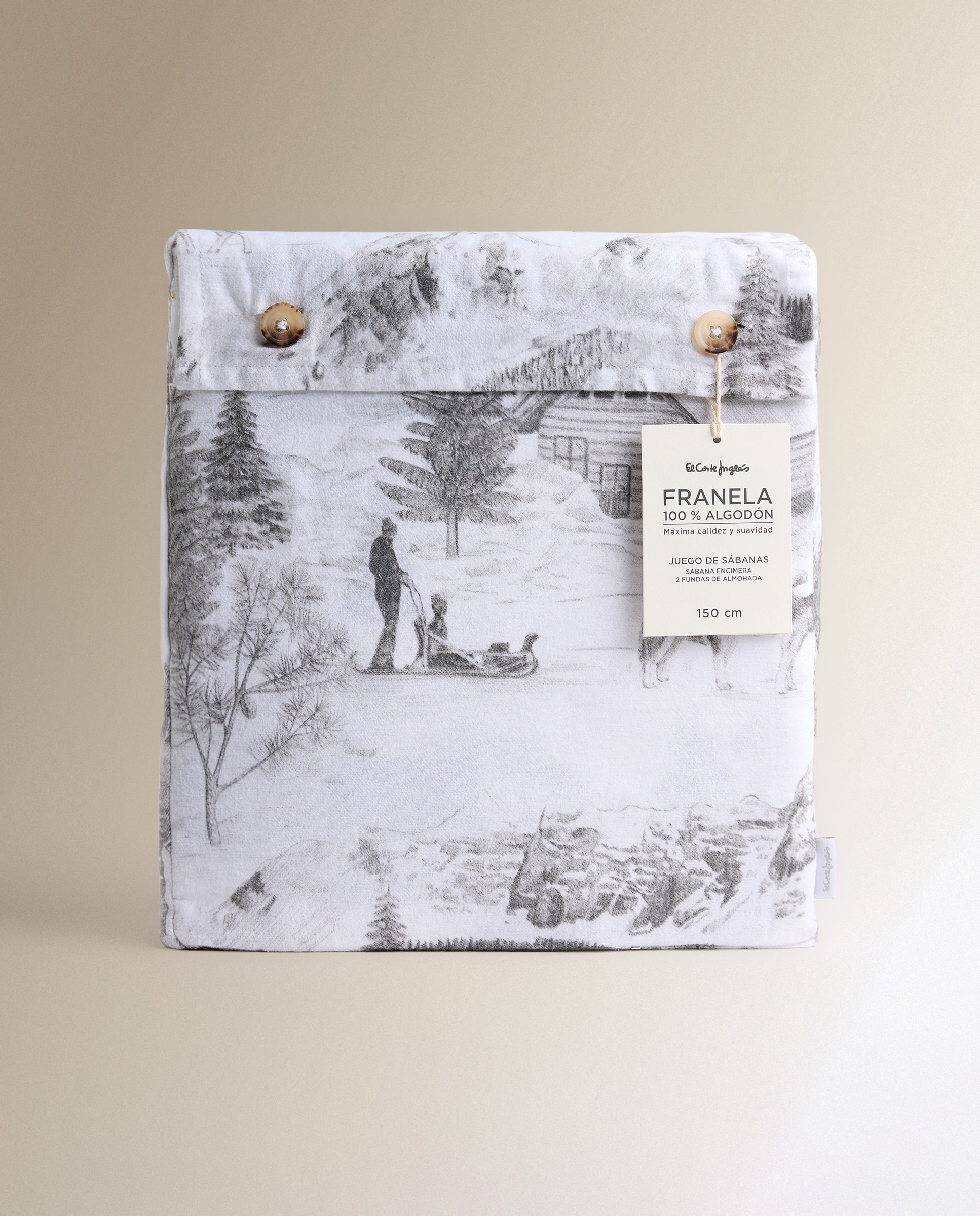 Juego de sábanas franela Laponia - Gris Cama 105 cm Gris-6