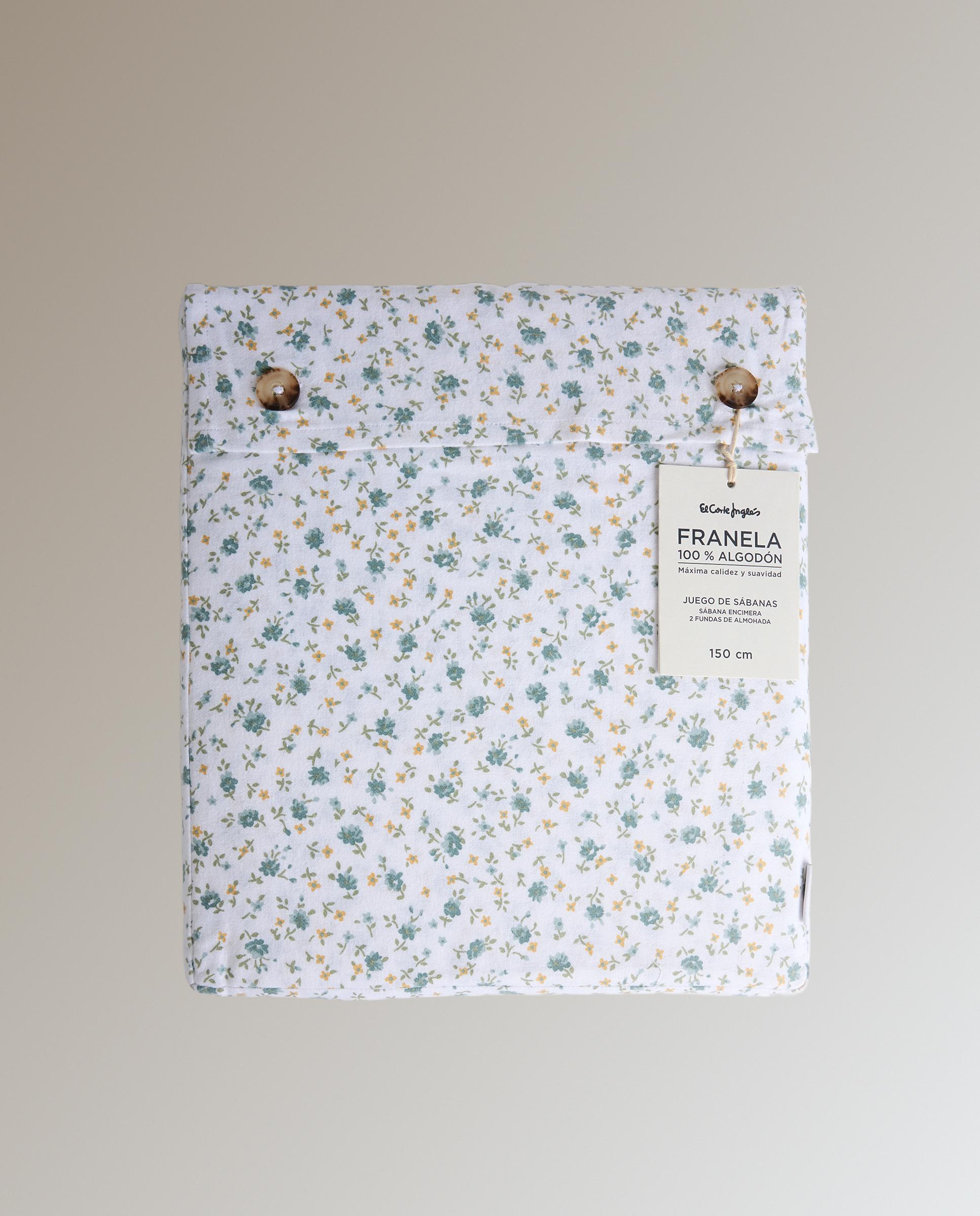 Juego de sábanas franela Blanche - Azul Cama 105 cm Azul-6