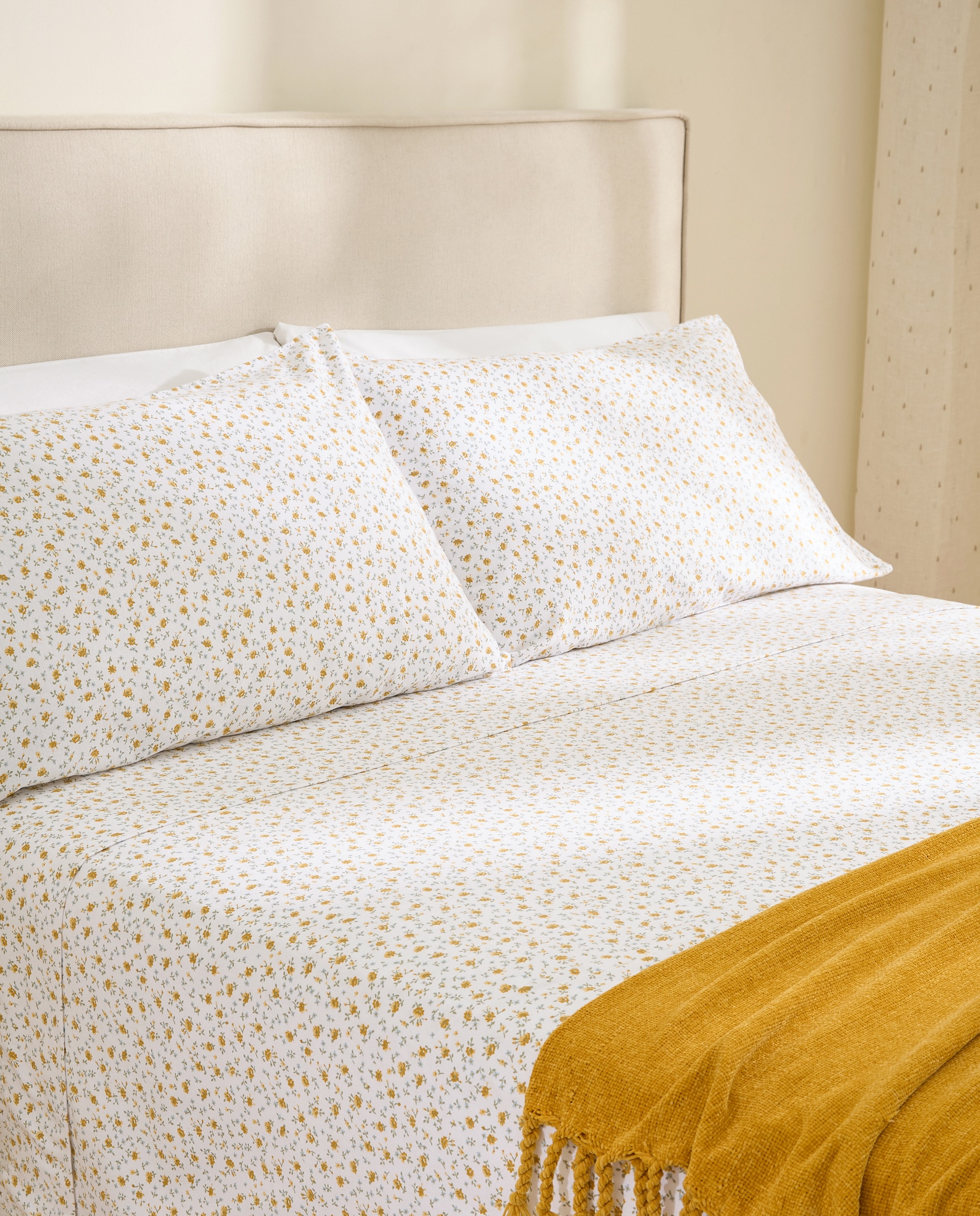 Juego de sábanas franela Blanche - Amarillo Cama 105 cm Amarillo-1