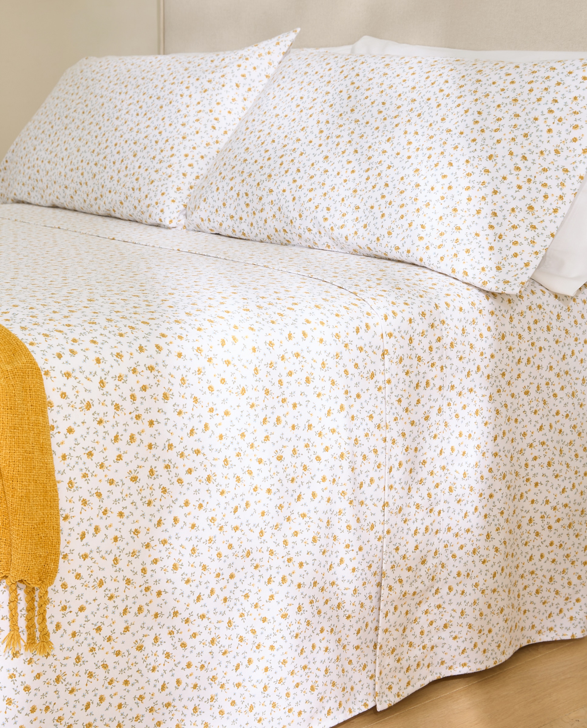 Juego de sábanas franela Blanche - Amarillo Cama 105 cm Amarillo-2
