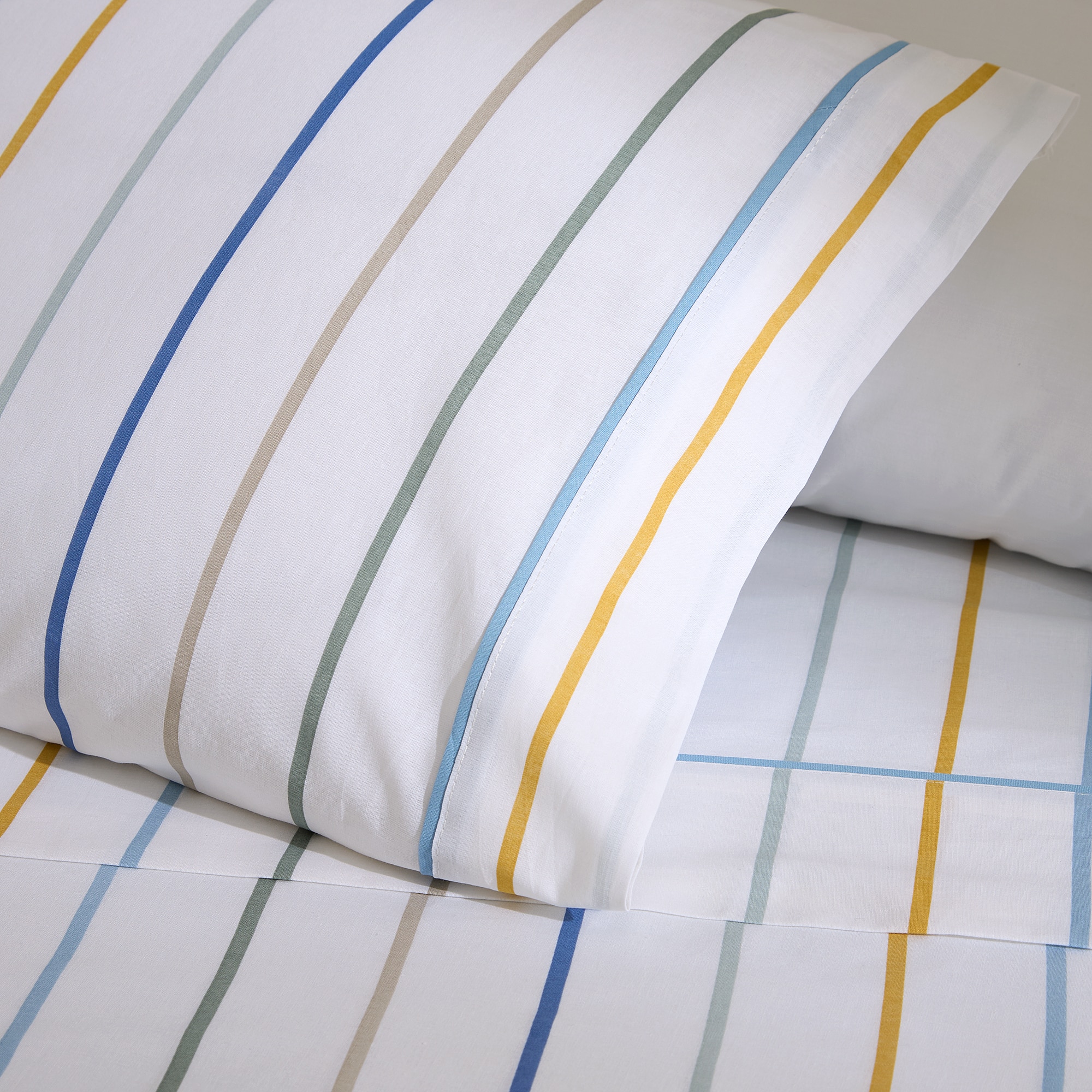 Conjunto de Lençóis com Lençol de Baixo em Algodão Coen Azul-3