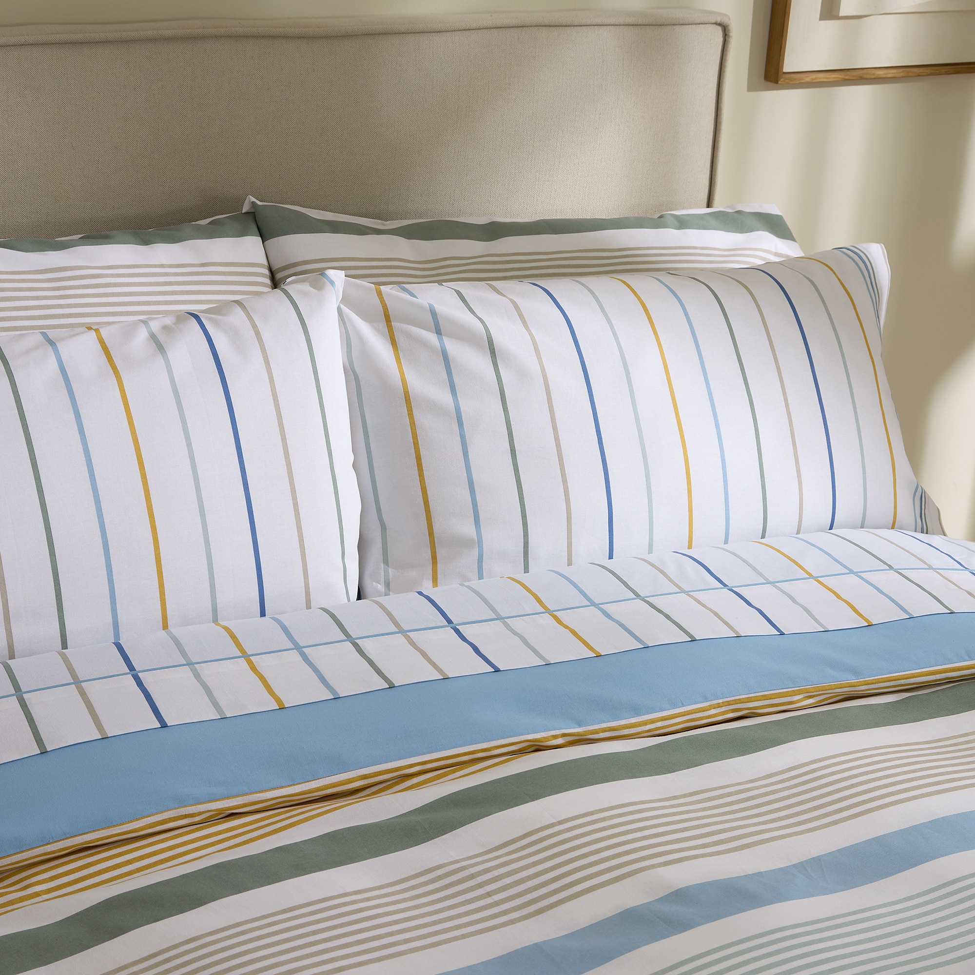 Conjunto de Lençóis com Lençol de Baixo em Algodão Coen Azul-4