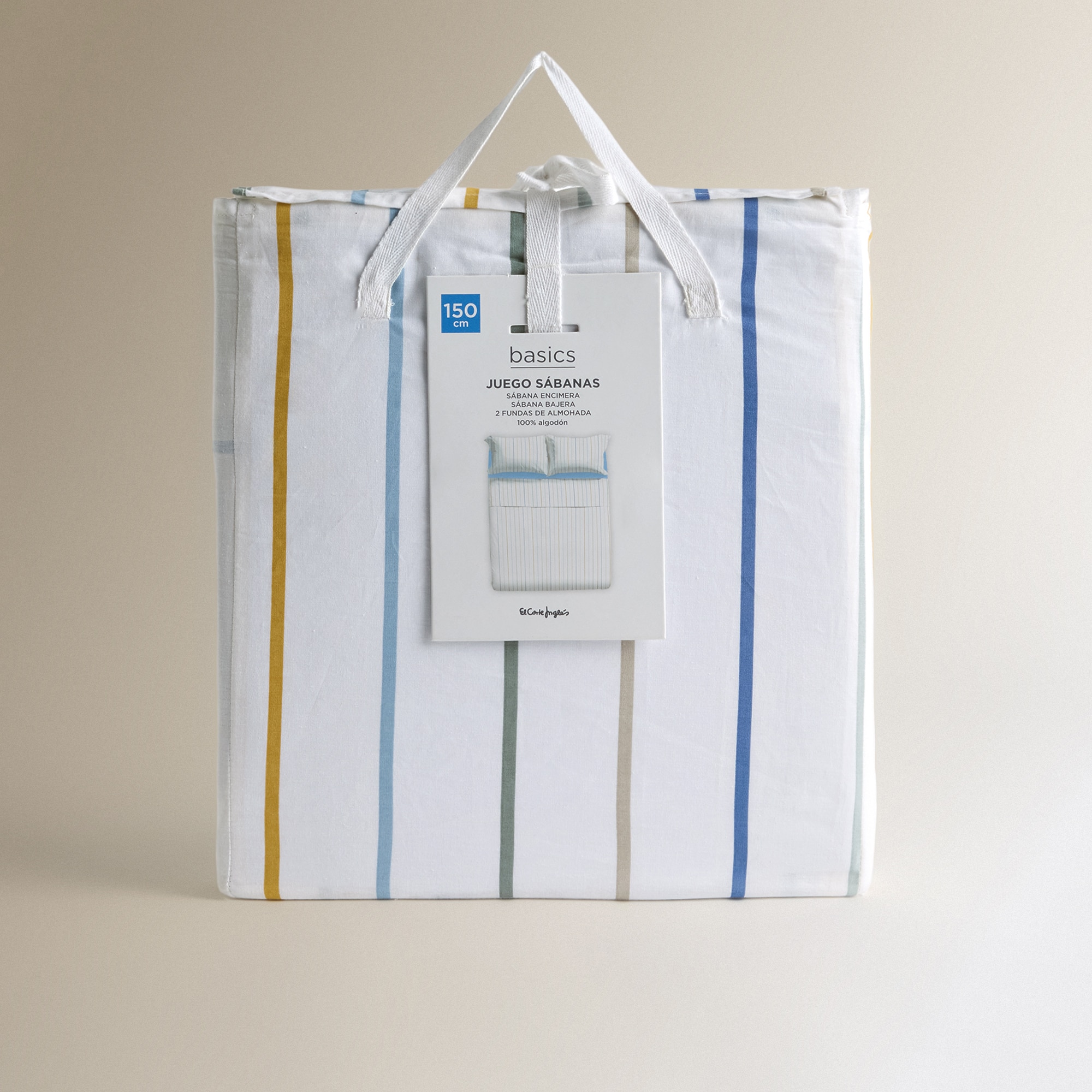 Conjunto de Lençóis com Lençol de Baixo em Algodão Coen Azul-6