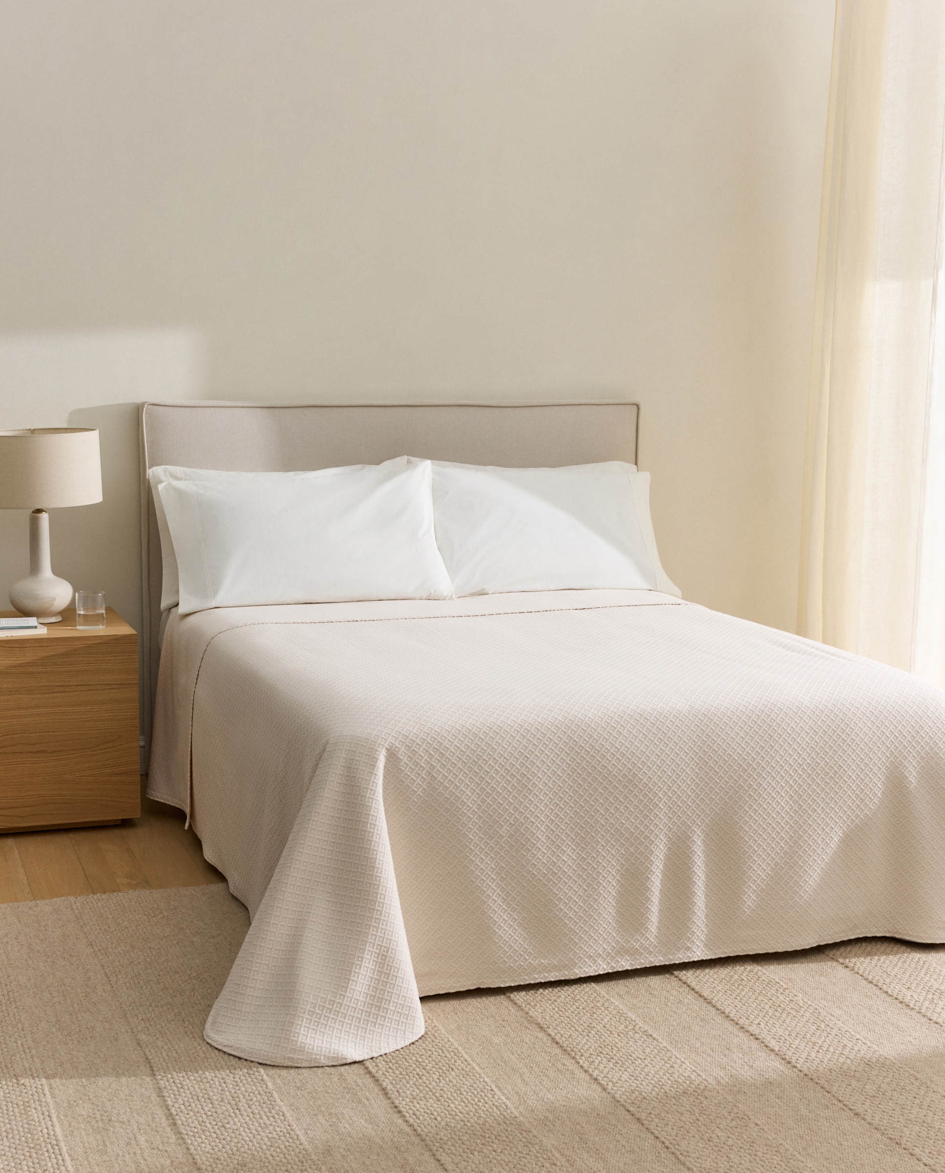 Colcha algodón Aqua - Beige Cama 150 cm Beige-1