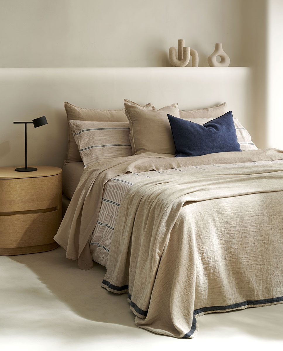 Colcha algodón y lino Soren Room - El Corte Inglés - Marrón Cama 90 cm Lino-5