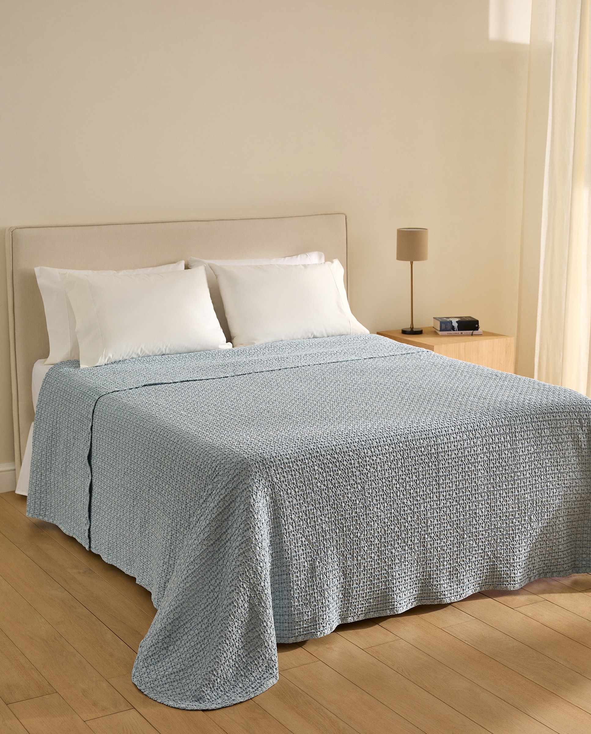 Colcha algodón Taylor - Azul Cama 135 cm Azul-1