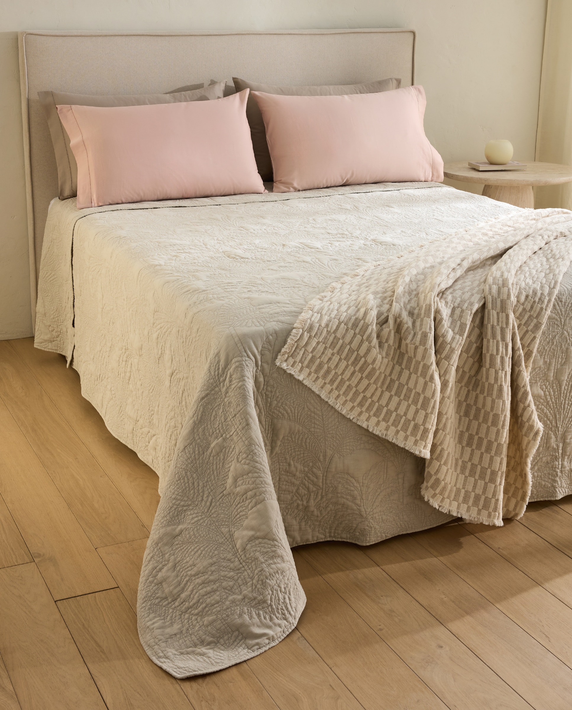 Colcha algodón Borneo Beige Cama 90 cm Beige-1