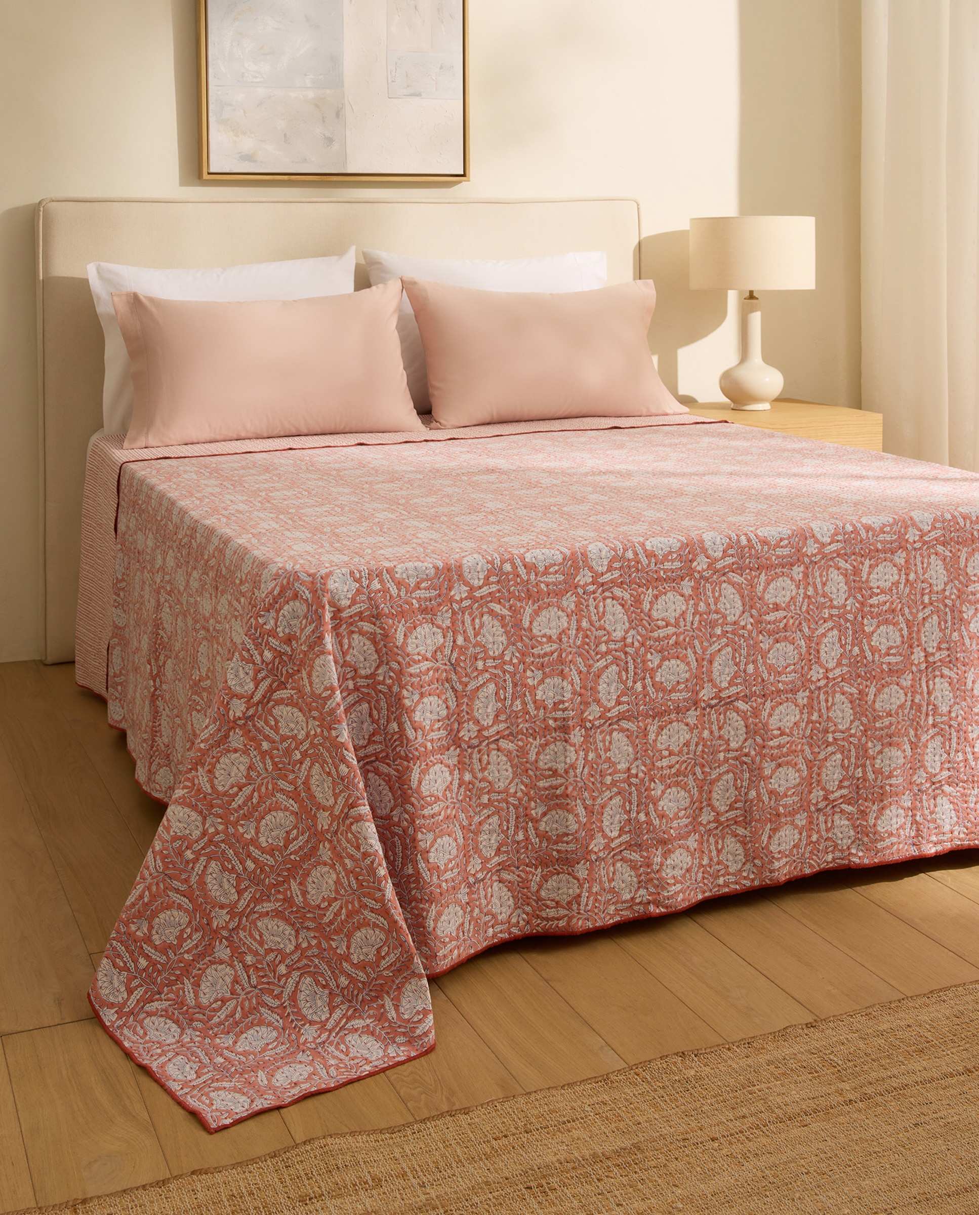 Colcha algodón Le Ciel - Coral Cama 90 cm Coral-1