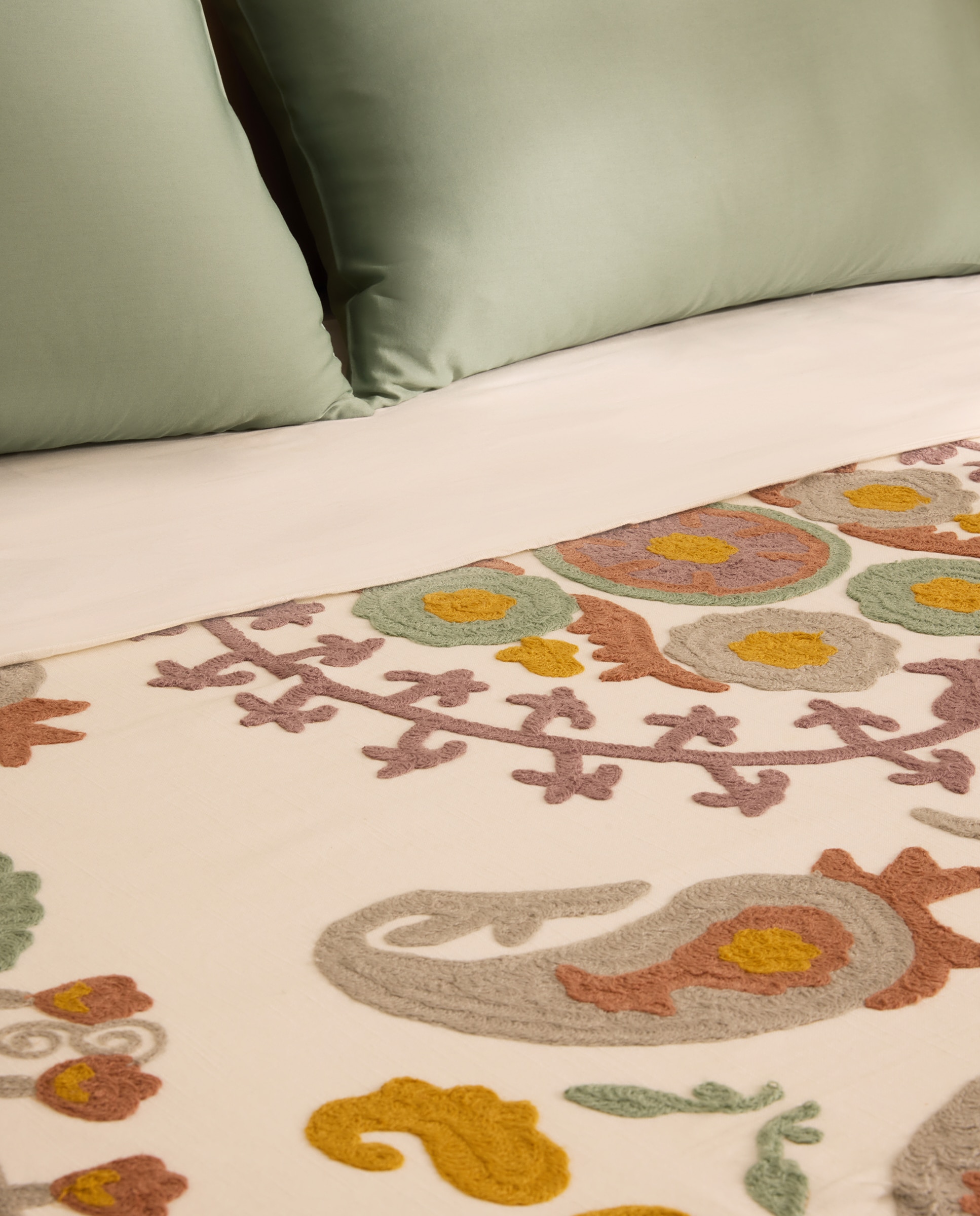 Colcha algodón Suzani - Amarillo Cama 135 cm Amarillo-2