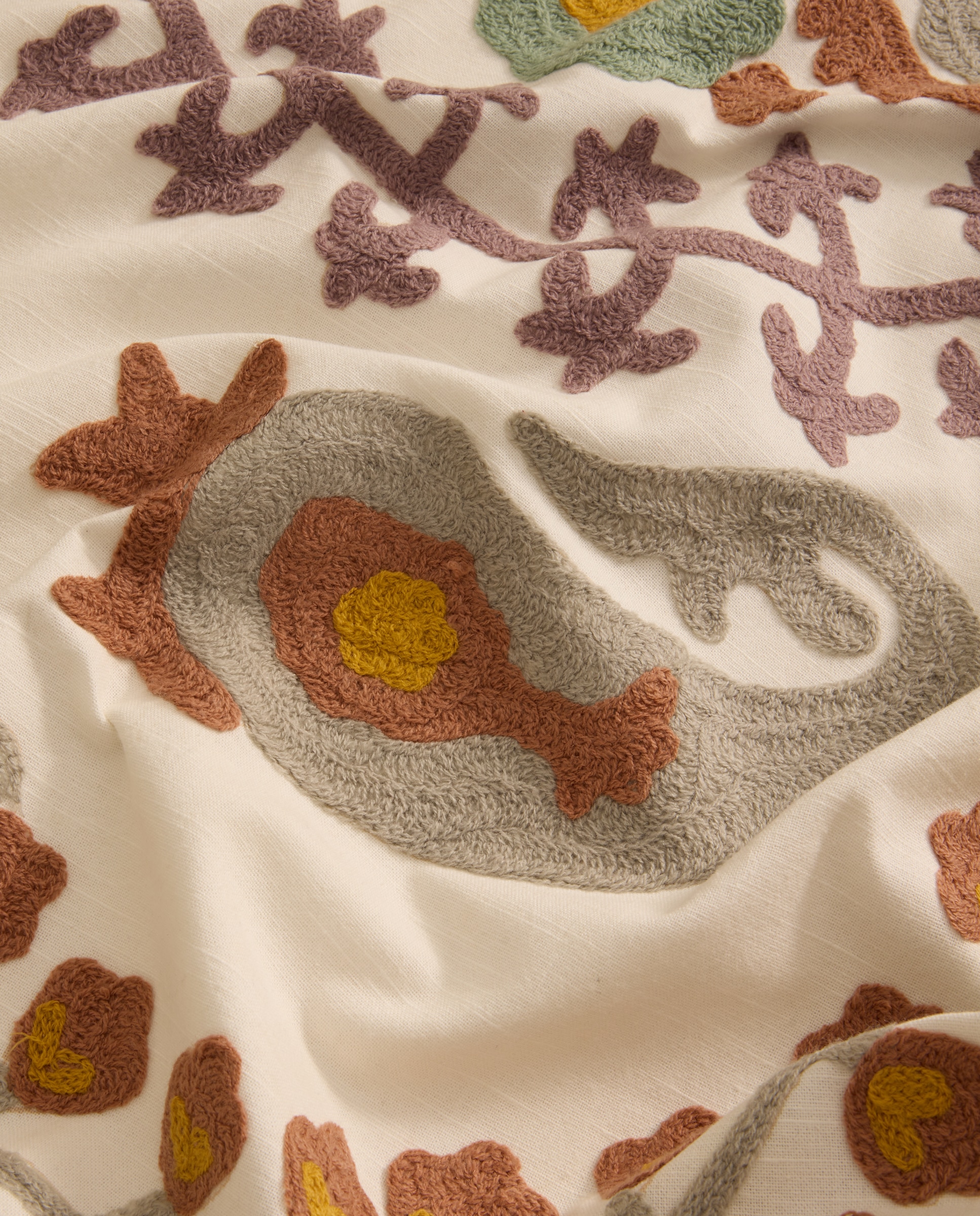 Colcha algodón Suzani - Amarillo Cama 135 cm Amarillo-3