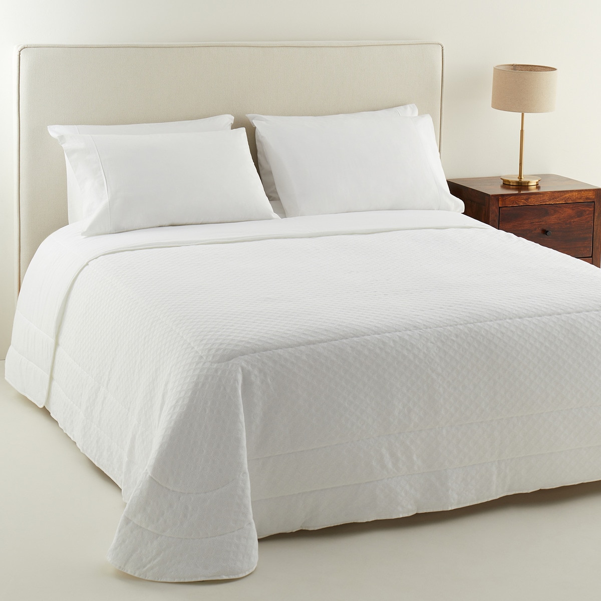 Edredão de algodão lavado Lucía Branco-1