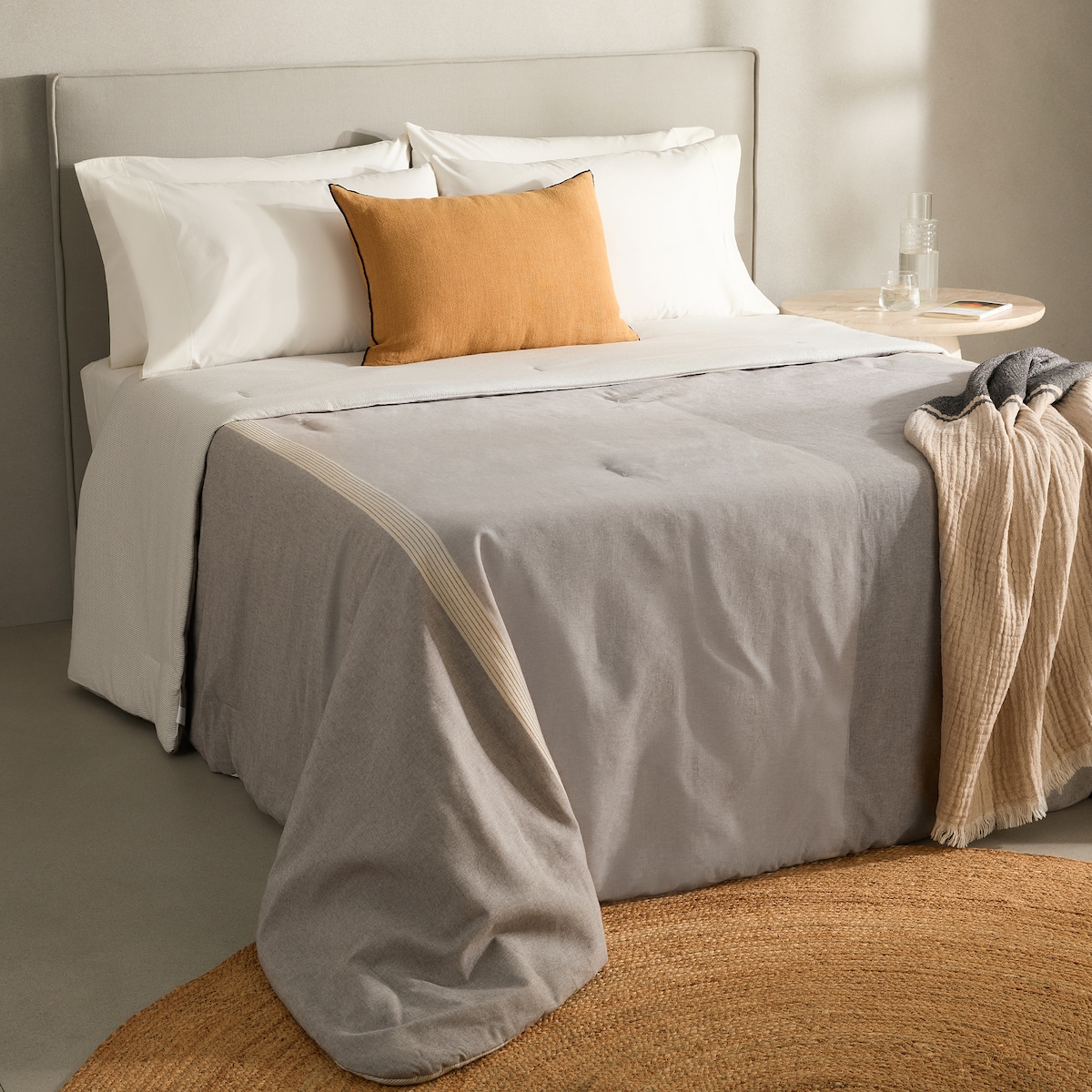 Edredón algodón y lino Rainer Room - El Corte Inglés Gris-1