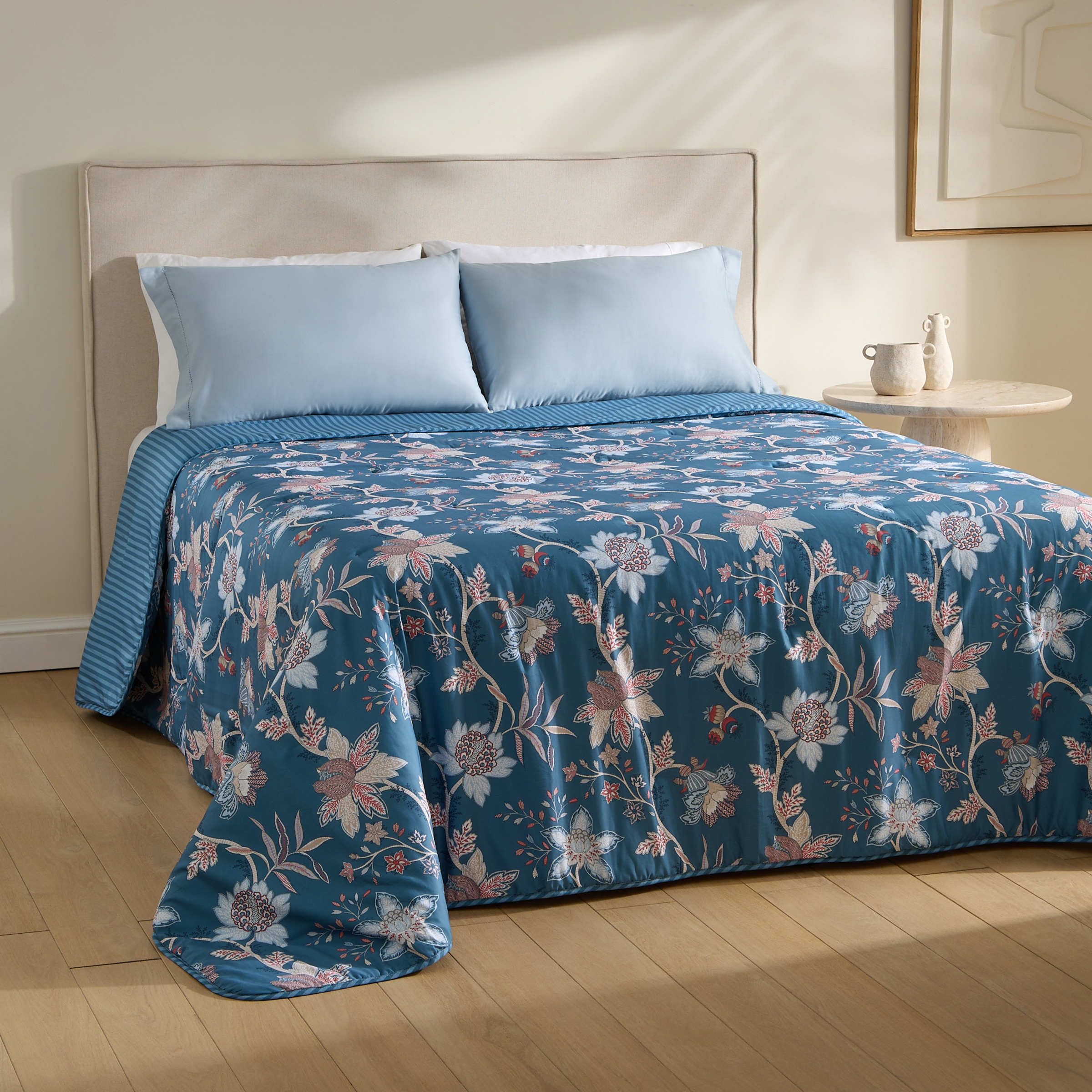 Edredão de Algodão Acetinado Verona Azul-1