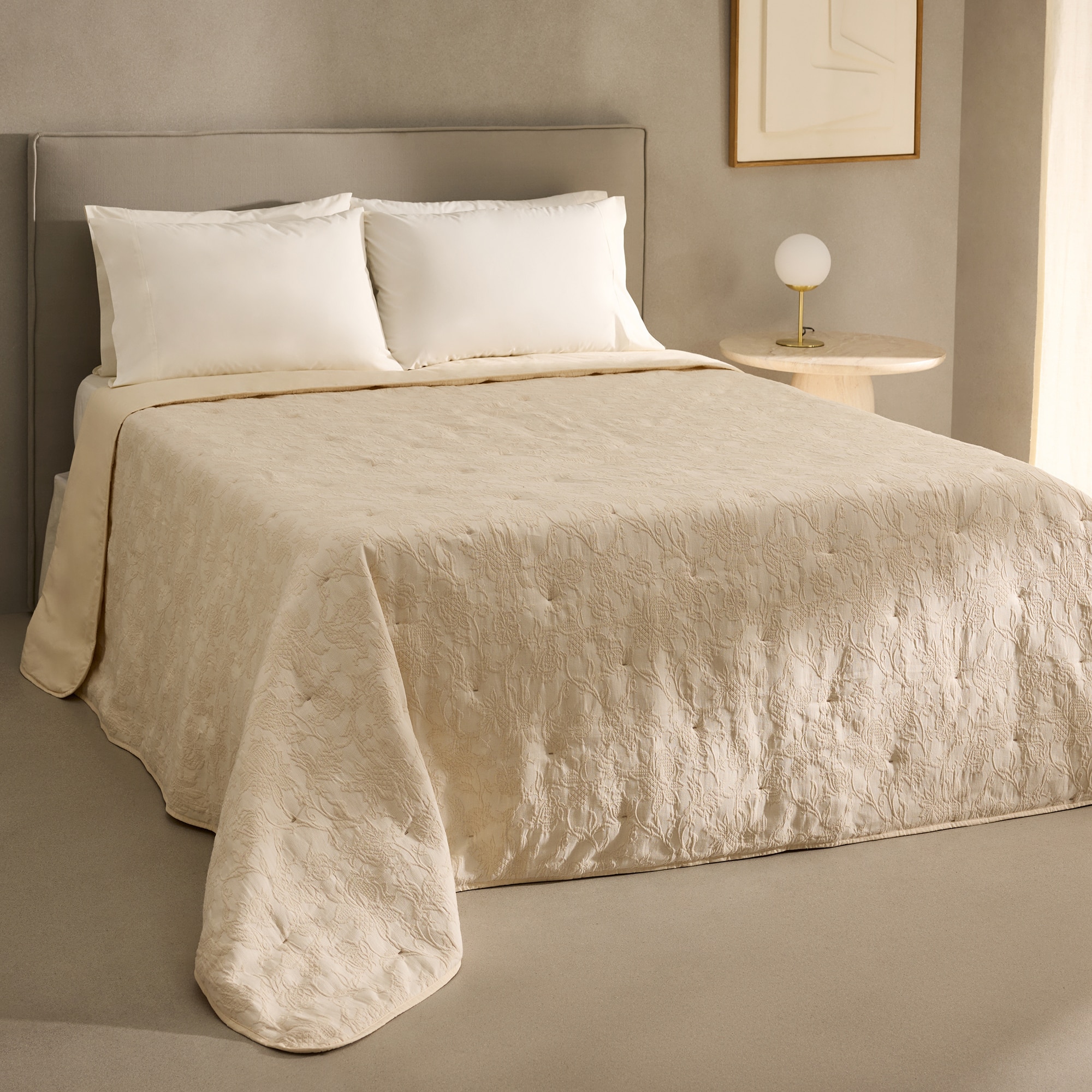 Edredão de Algodão e Linho Peyton Bege-1