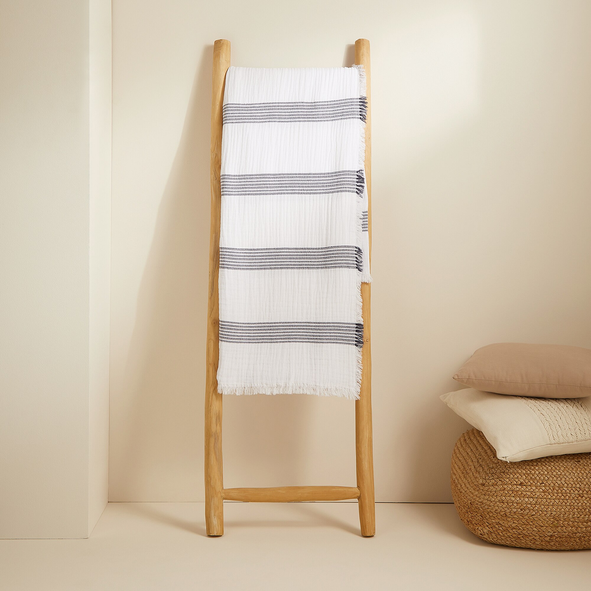 Manta Decorativa de Algodão Daira Azul-1