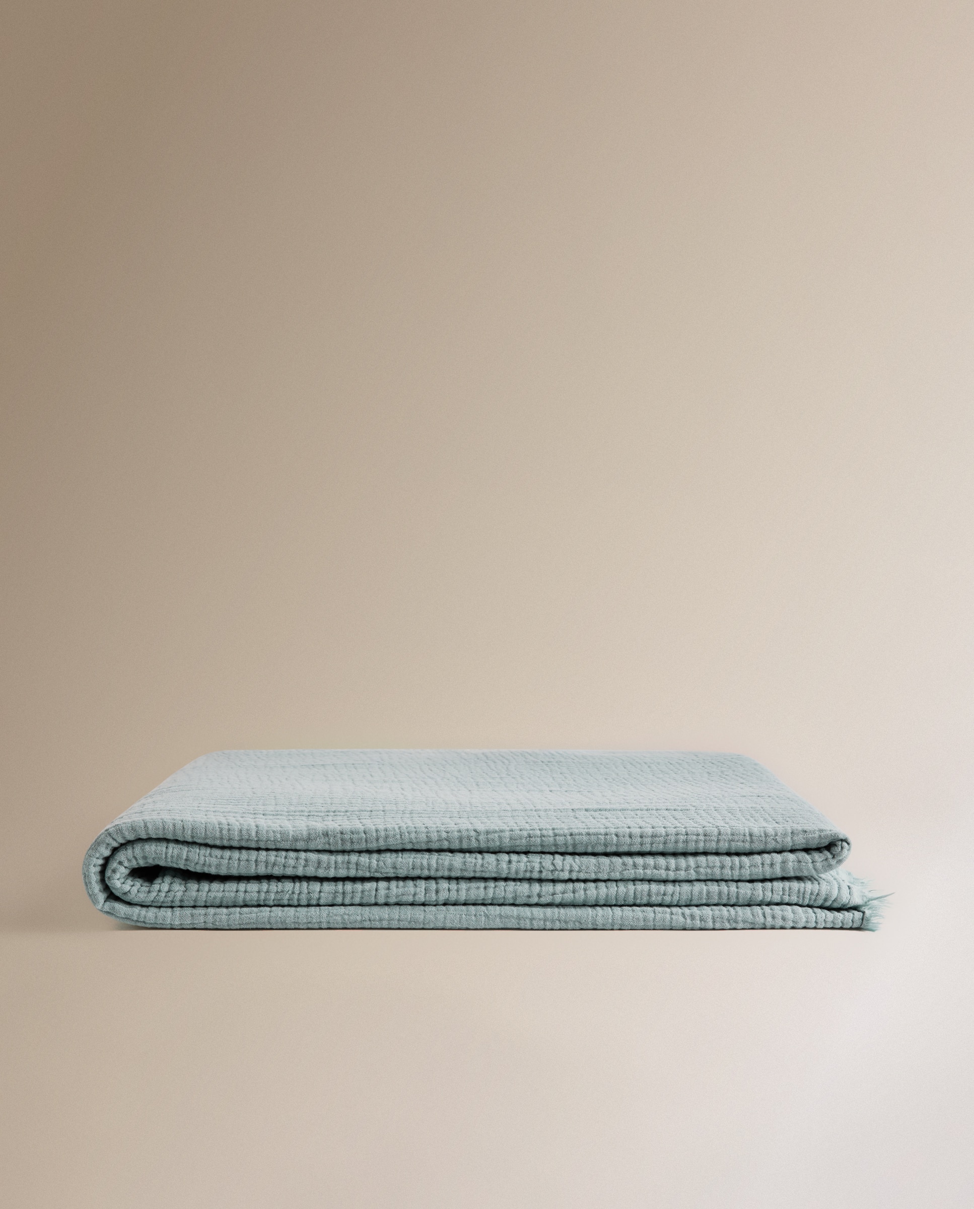 Manta decorativa de algodão Vera Verde Água-2