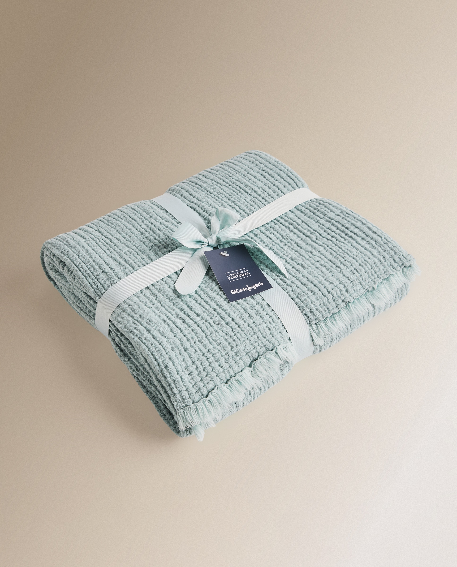 Manta decorativa de algodão Vera Verde Água-4