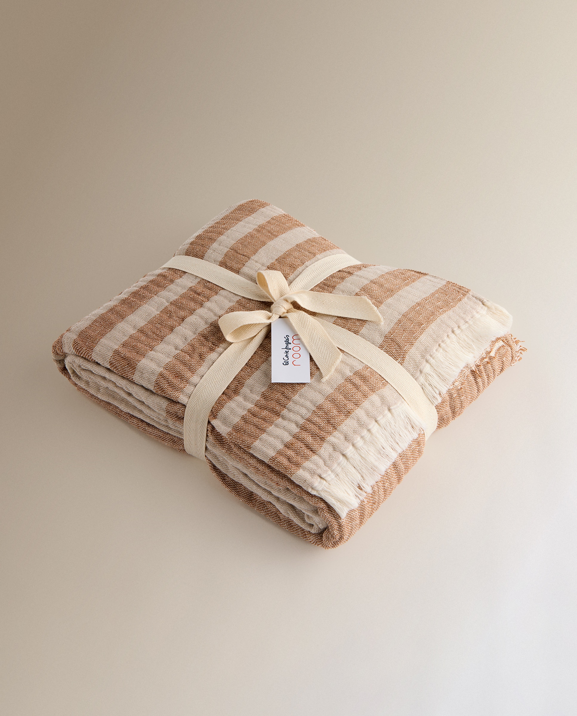 Manta Decorativa Bran em Algodão Terracota-5