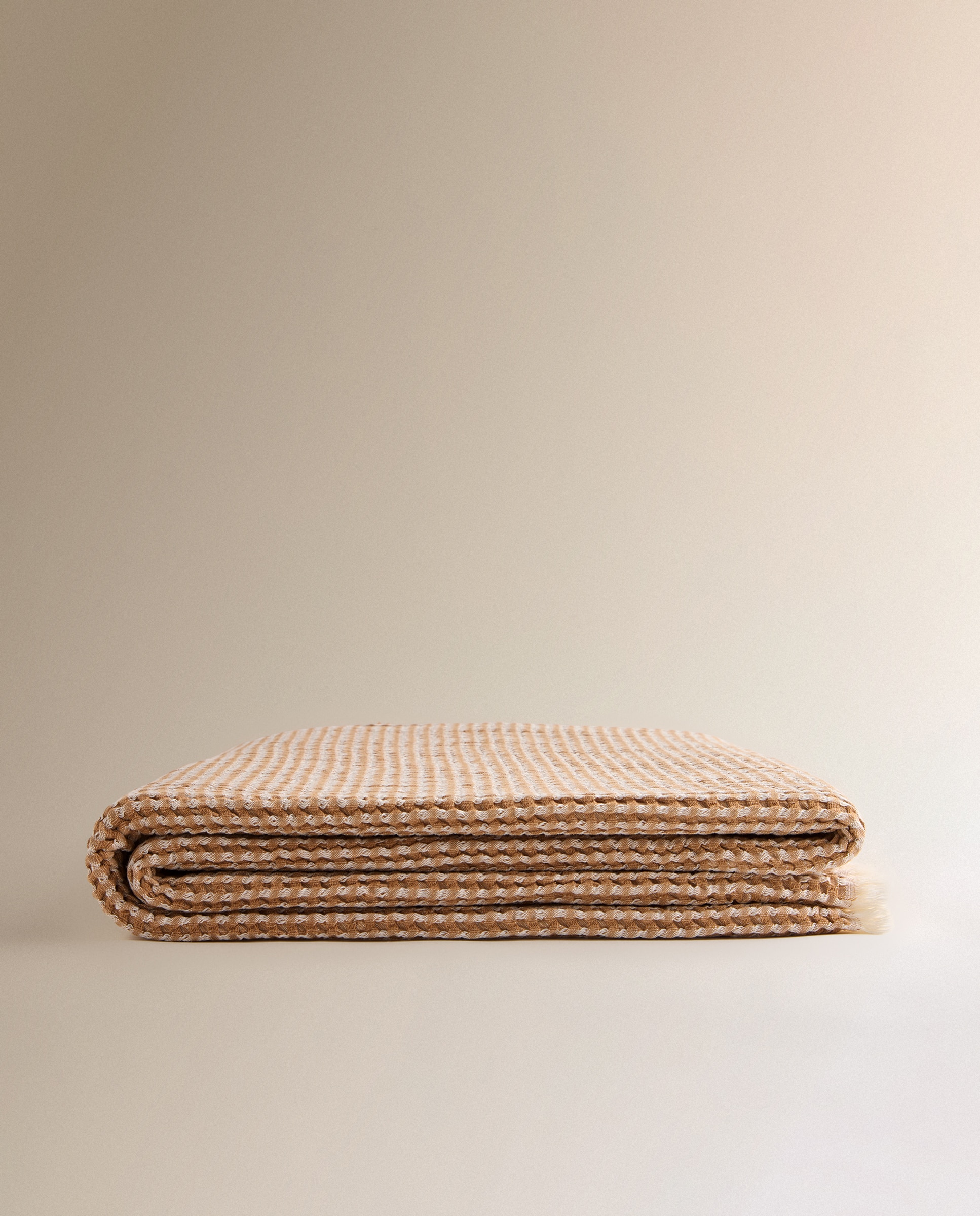 Manta Decorativa Erik em Algodão Bege-2