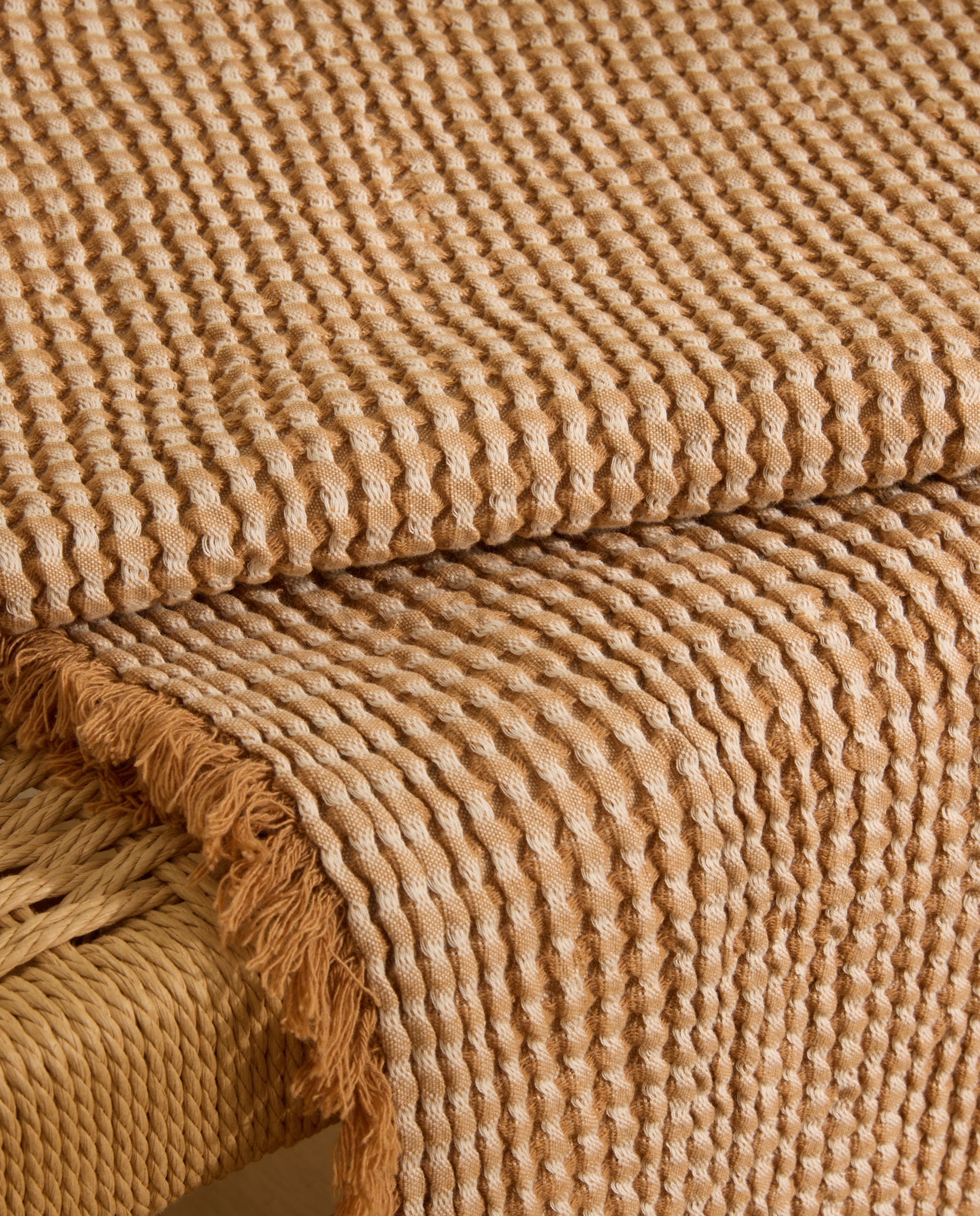 Manta Decorativa Erik em Algodão Bege-3